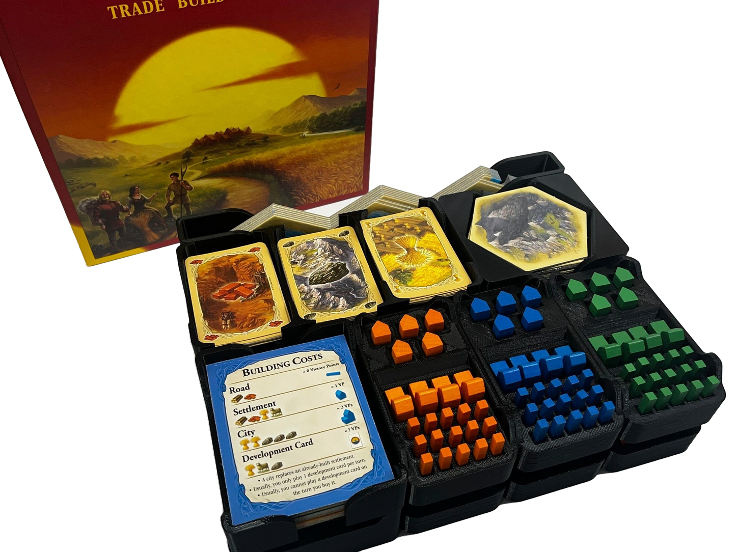 Base Catan Organizer Set | Senac LLC | Compatible with Settlers of Catan Base Board Game + 5-6 Player Extension Strategy Board Game