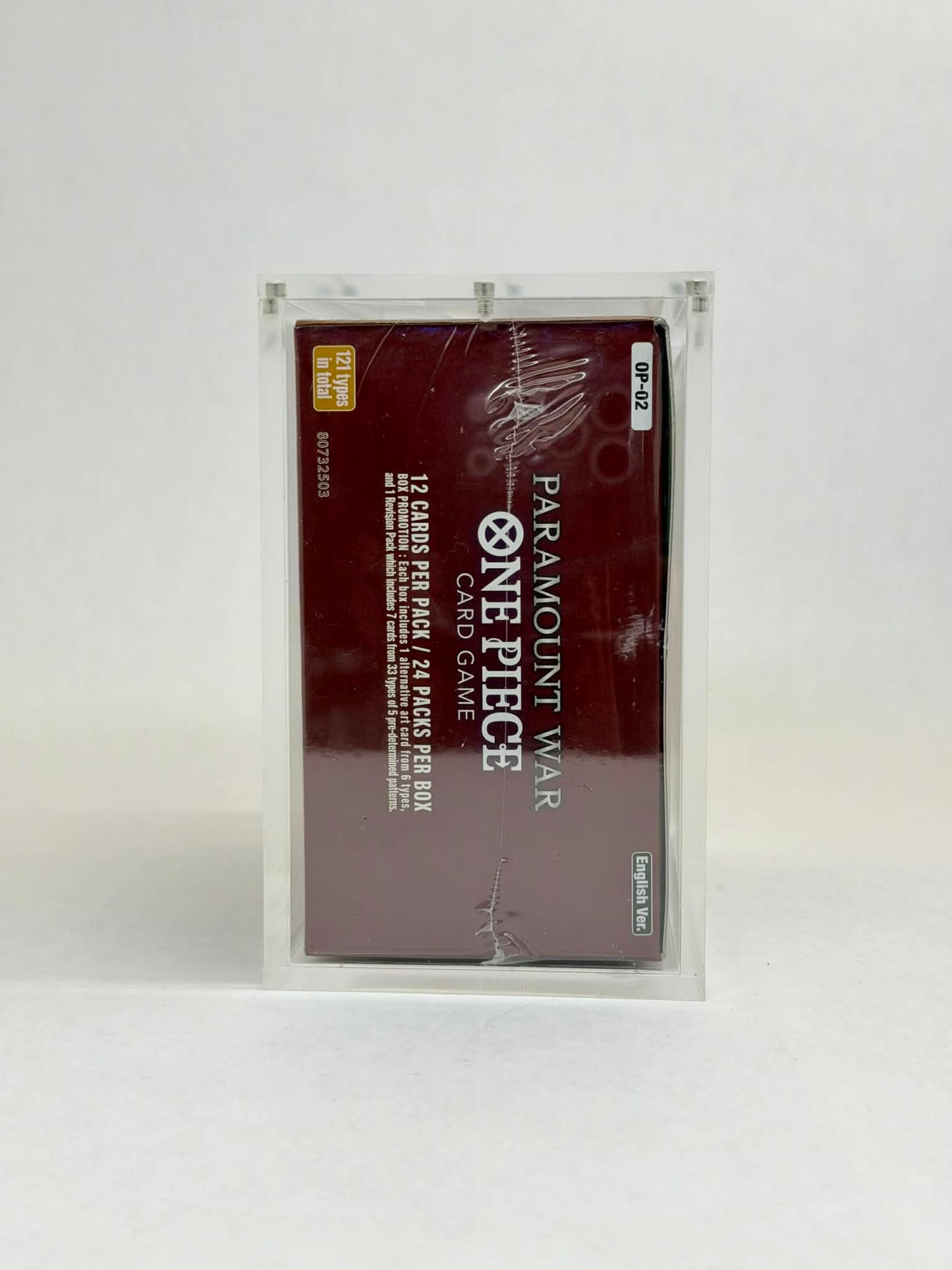 One Piece OP02 Paramount War Booster Box Acrylic Display Case UV Protection Magnetic Lid