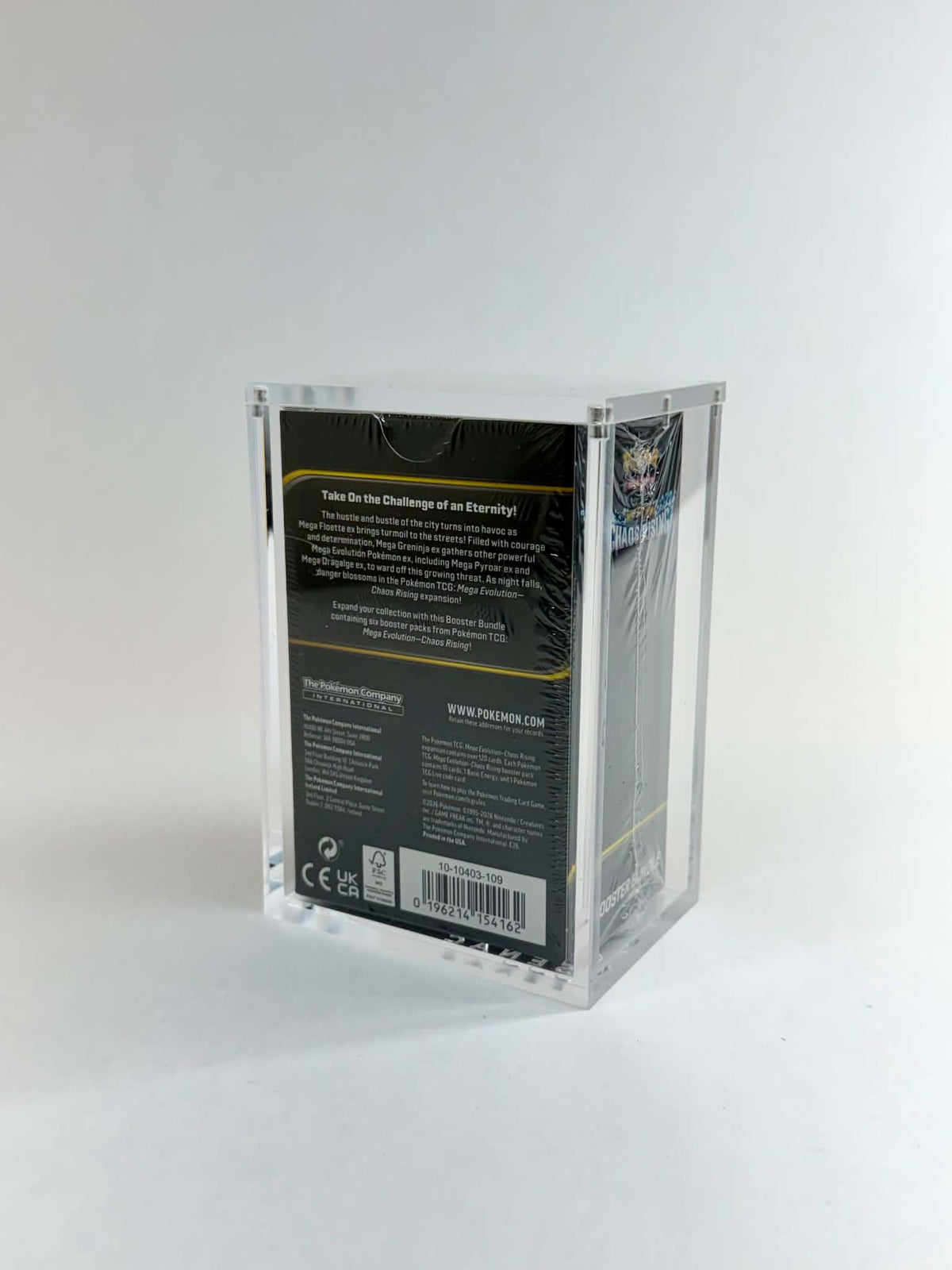 Acrylic Display Case FOR Pokémon Mega Evolution Booster Bundle | Tall Size | Ascended Heroes Perfect Order Chaos Rising | 6-Magnet Lid