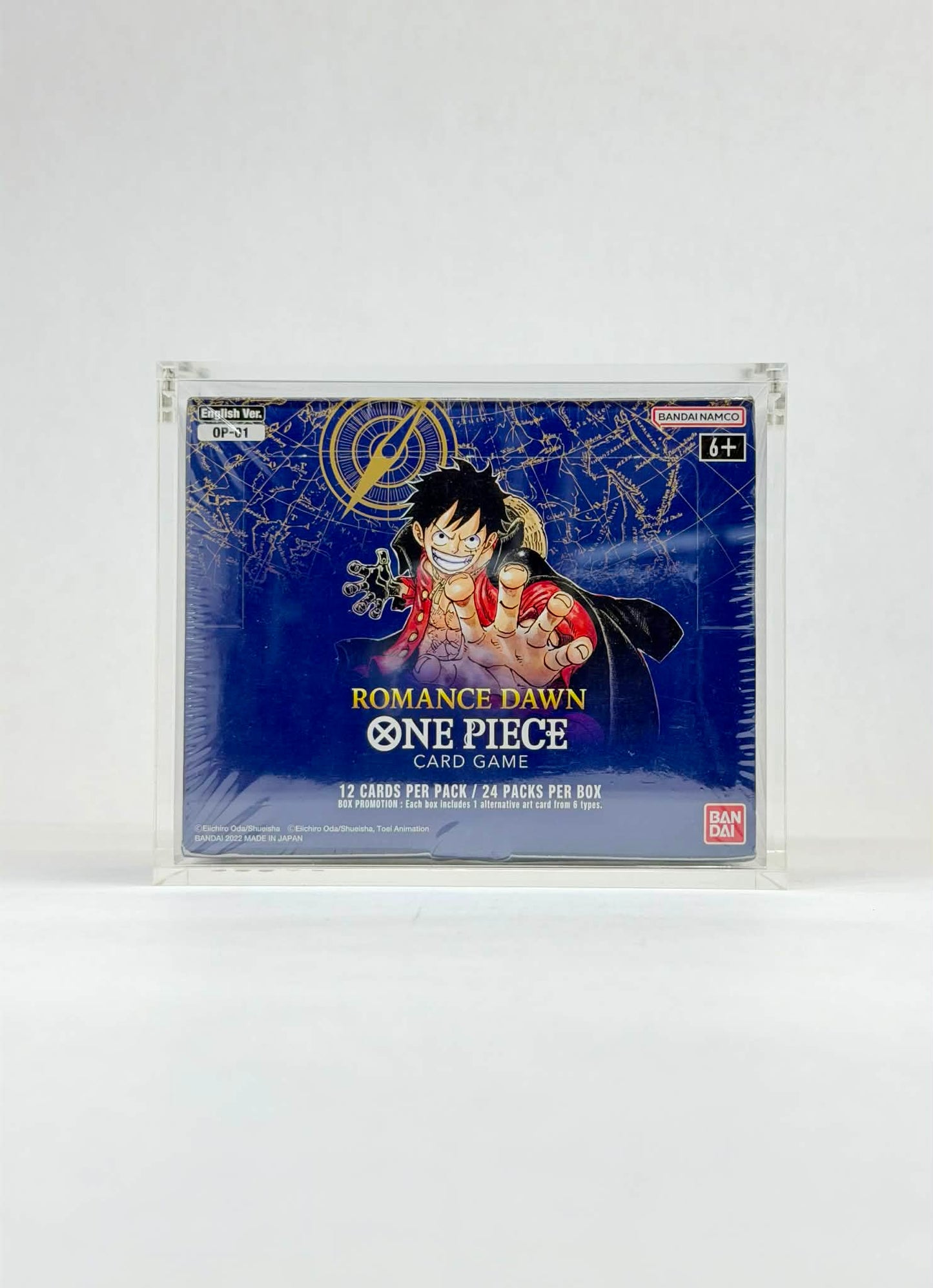 One Piece OP01 White Bottom Booster Box Acrylic Display Case UV Protection Magnetic Lid