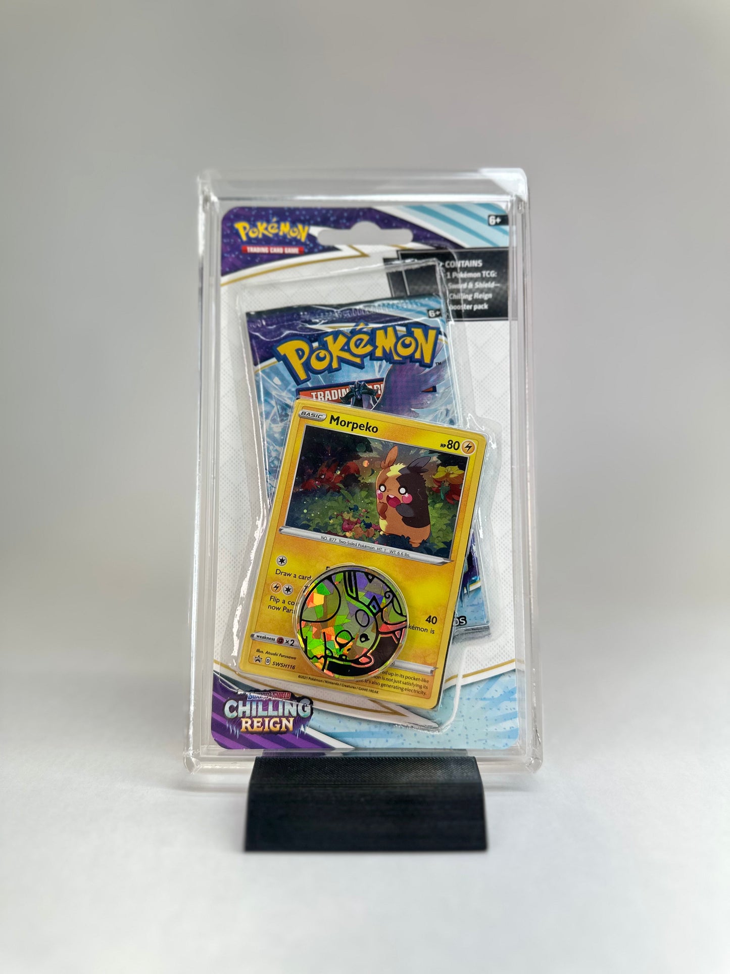 Pokémon TCG Blister Acrylic Case (1-Pack w/ Promo & Coin) | Premium Display + FREE Black Stand