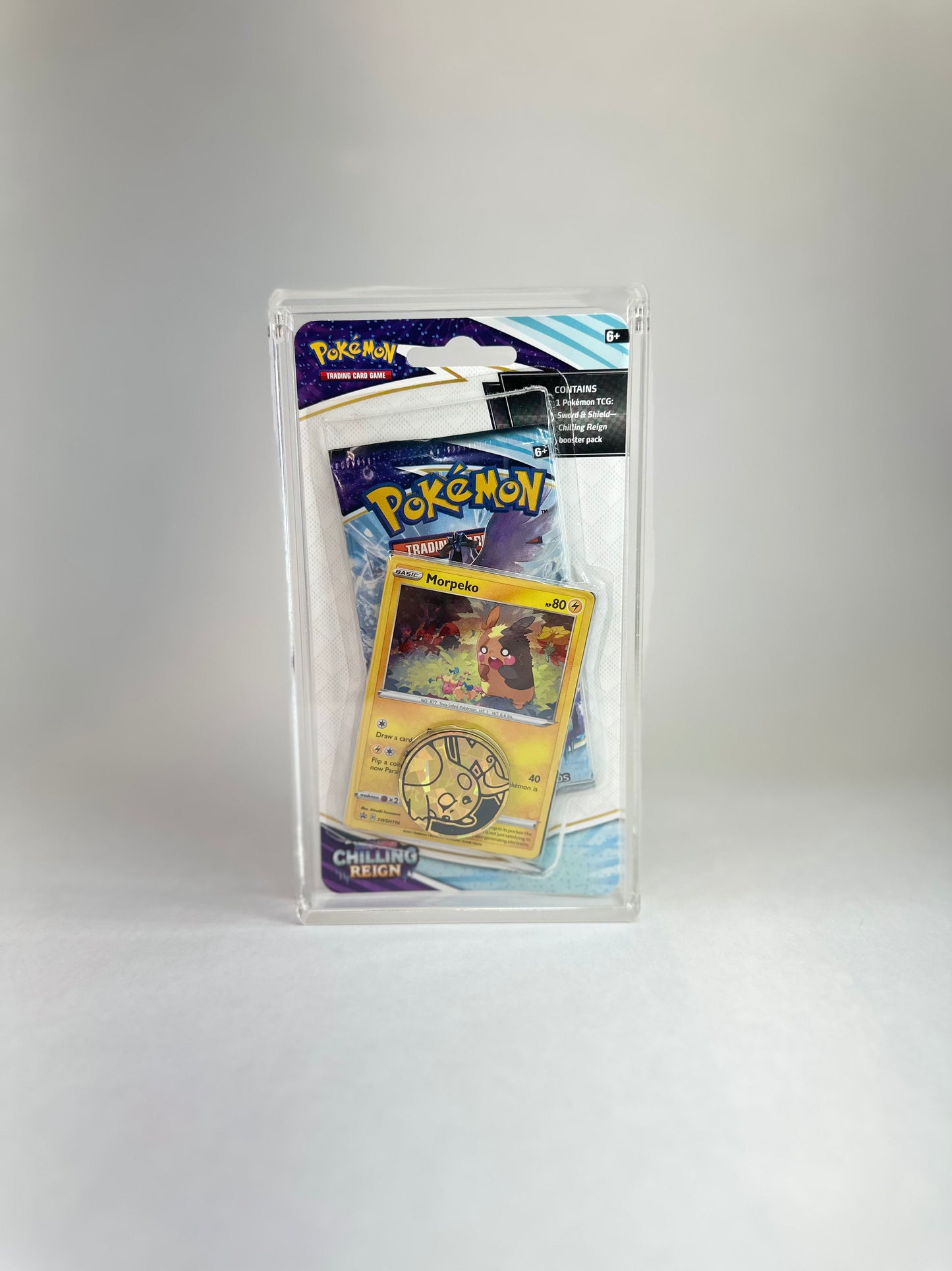 Pokémon TCG Blister Acrylic Case (1-Pack w/ Promo & Coin) | Premium Display + FREE Black Stand