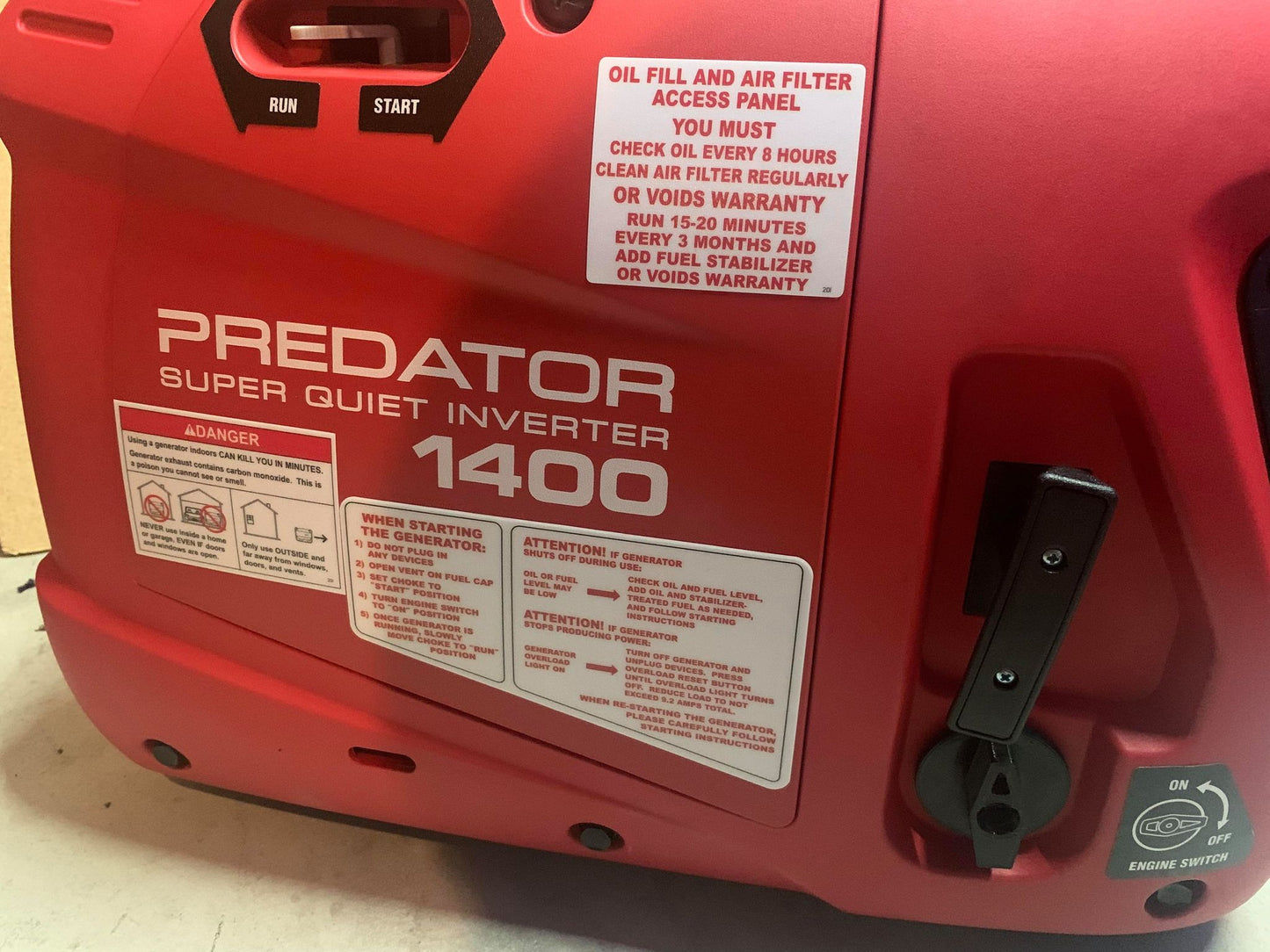 PREDATOR 1400 Watt Super Quiet Inverter Generator engine switch replacement knob
