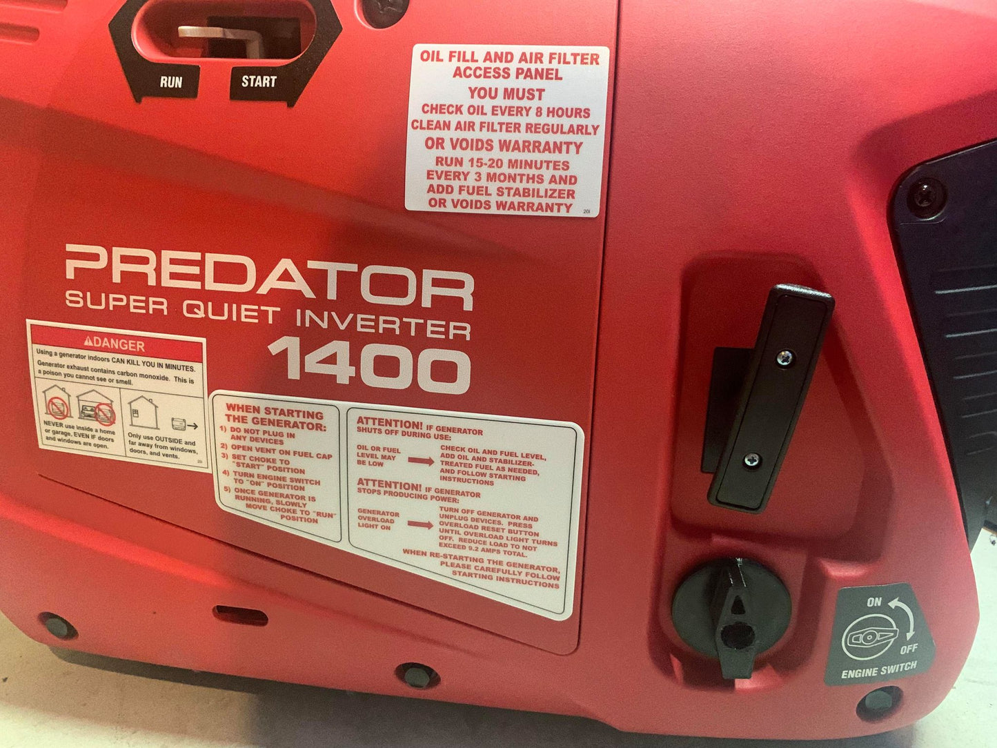 PREDATOR 1400 Watt Super Quiet Inverter Generator engine switch replacement knob