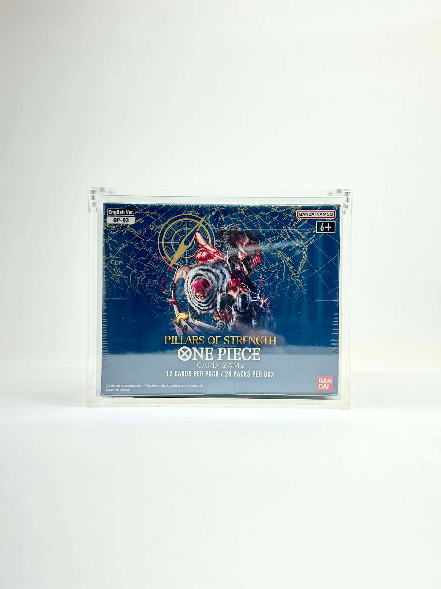 One Piece OP03 Booster Box Acrylic Display Case UV Protection Magnetic Lid