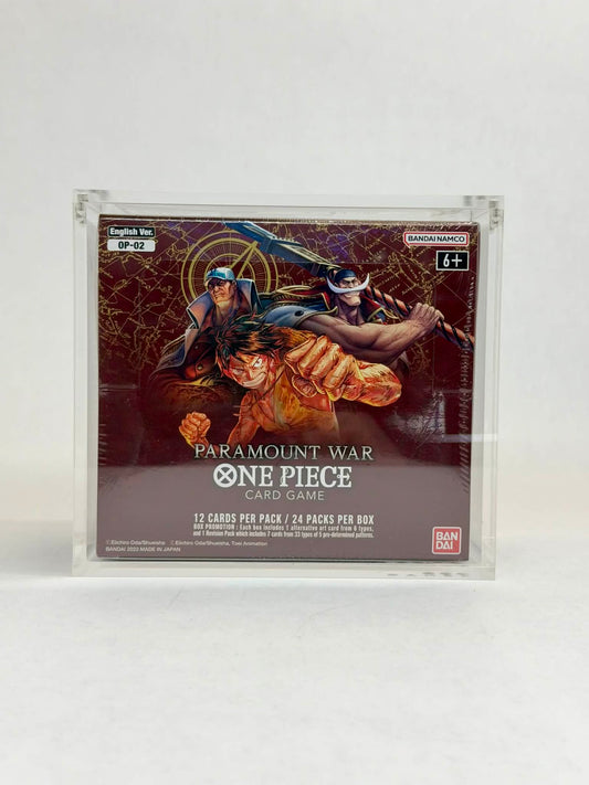 One Piece OP02 Paramount War Booster Box Acrylic Display Case UV Protection Magnetic Lid