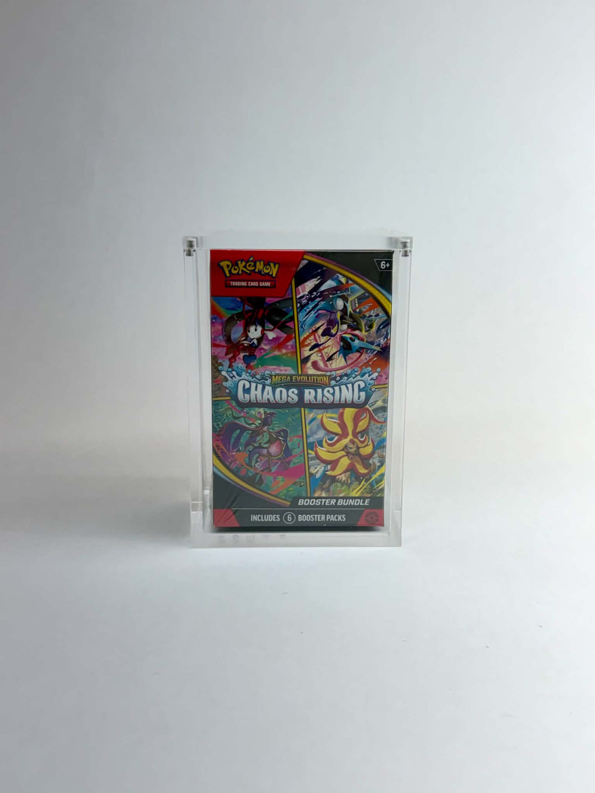 Acrylic Display Case FOR Pokémon Mega Evolution Booster Bundle | Tall Size | Ascended Heroes Perfect Order Chaos Rising | 6-Magnet Lid