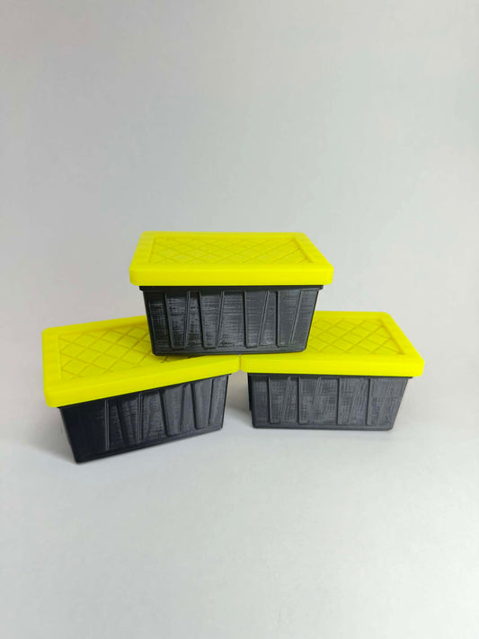 3-Pack Mini Teeny Tote – Stackable Storage Containers, Black, Snap Lid