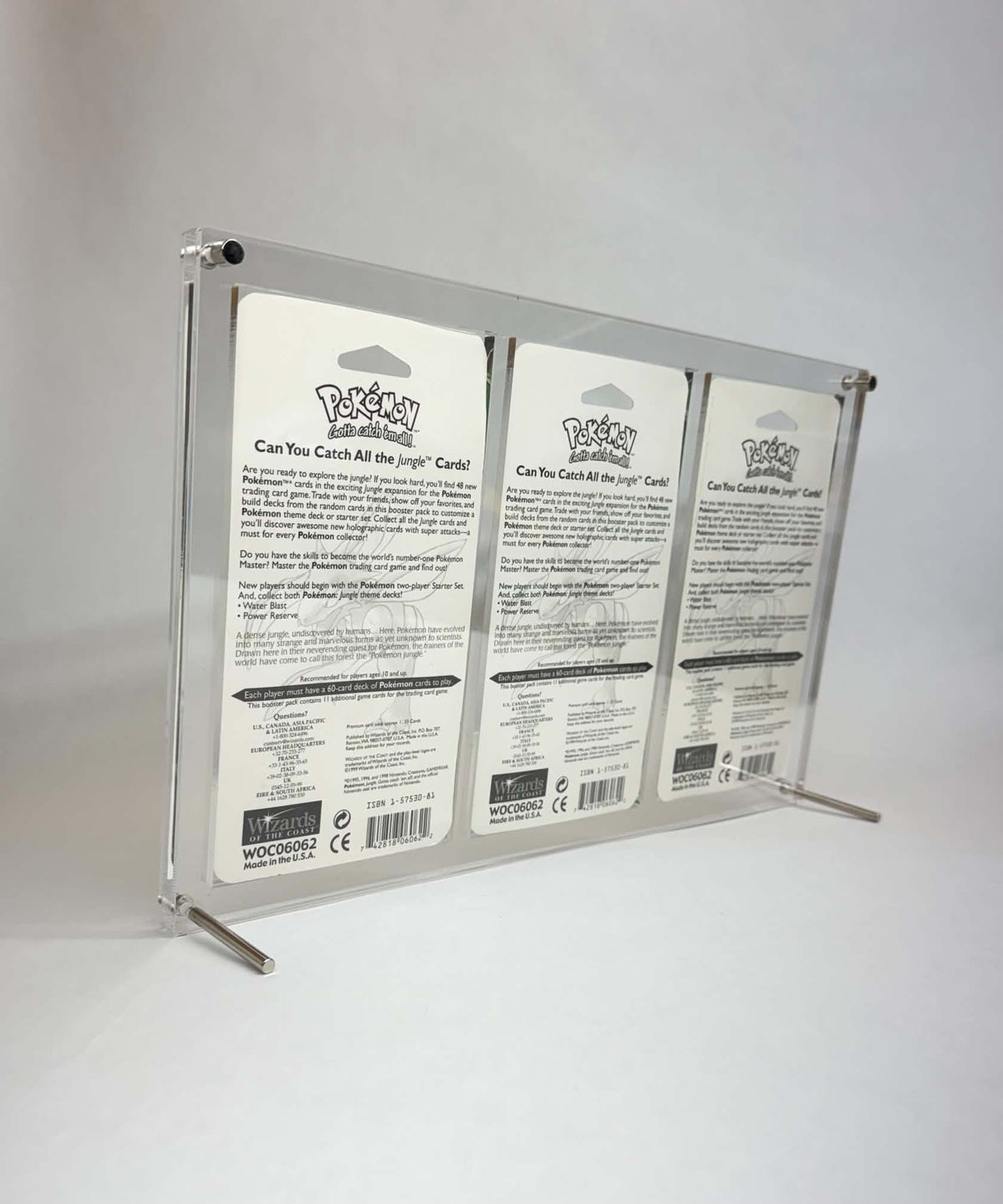 Pokémon WOTC Blister Art Set Acrylic Display Case | Fits 3x WOTC Era Blisters | Bolt-Secured | 1st Edition | 99% UV