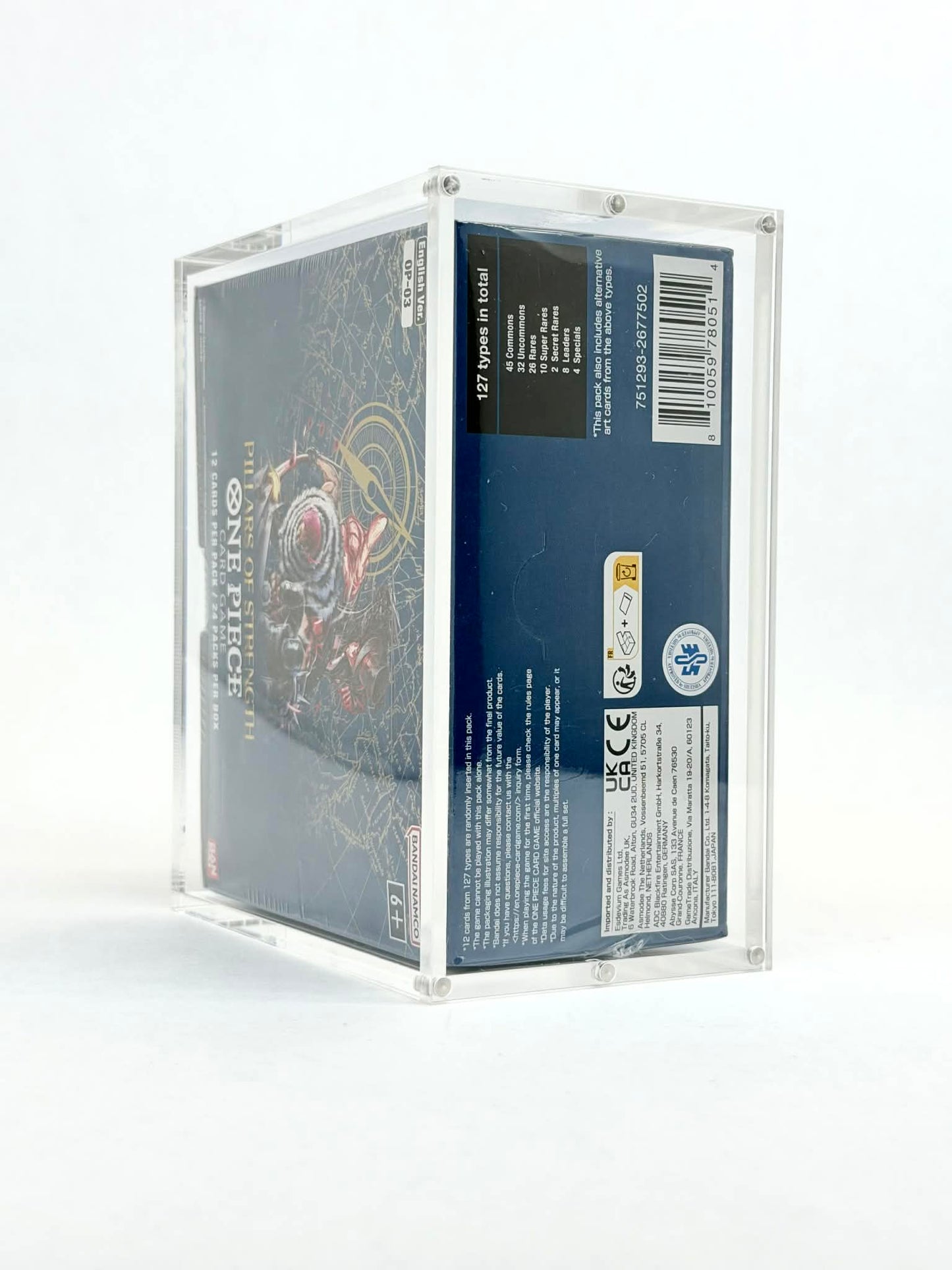 One Piece OP03 Booster Box Acrylic Display Case UV Protection Magnetic Lid