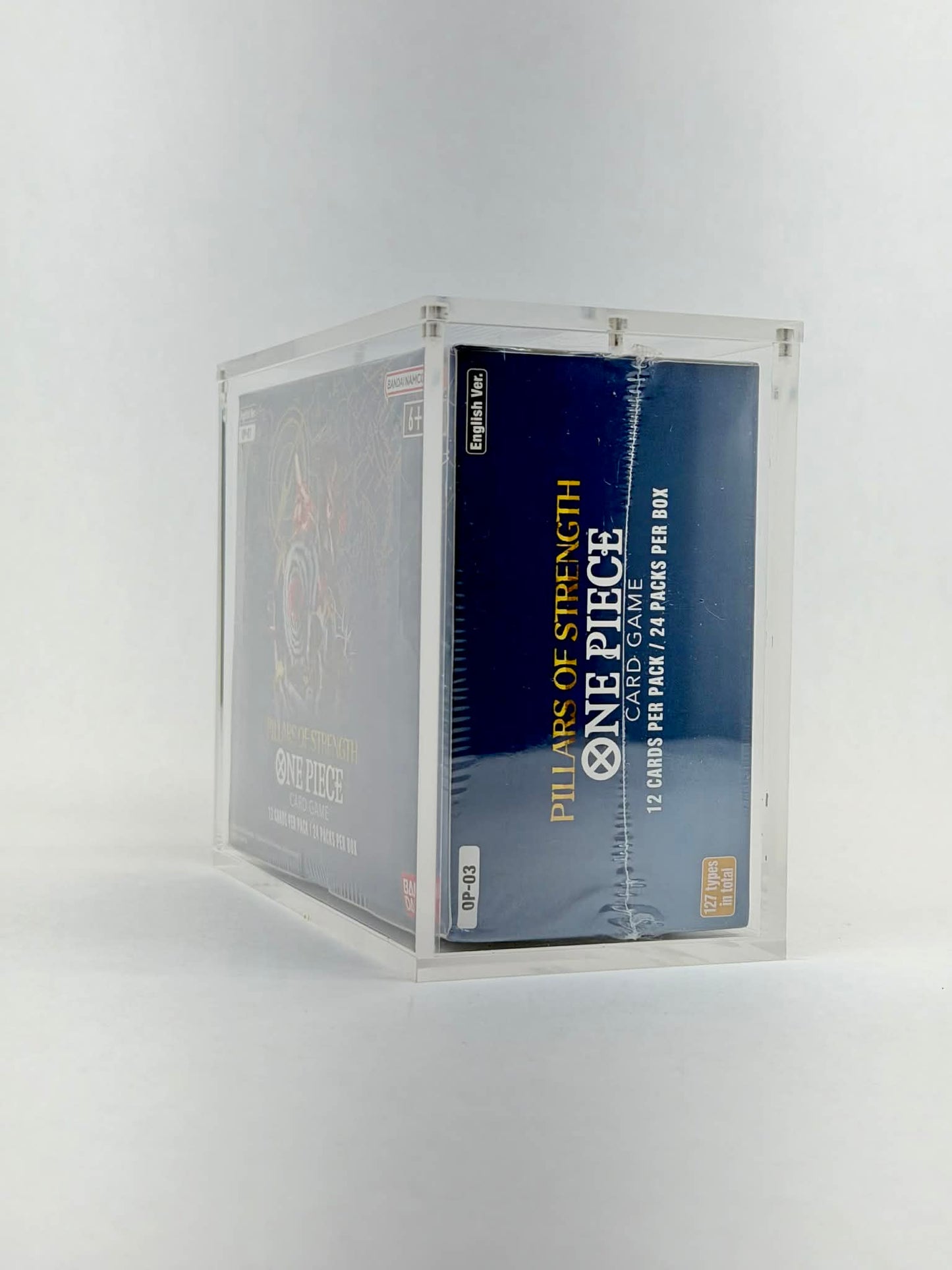 One Piece OP03 Booster Box Acrylic Display Case UV Protection Magnetic Lid