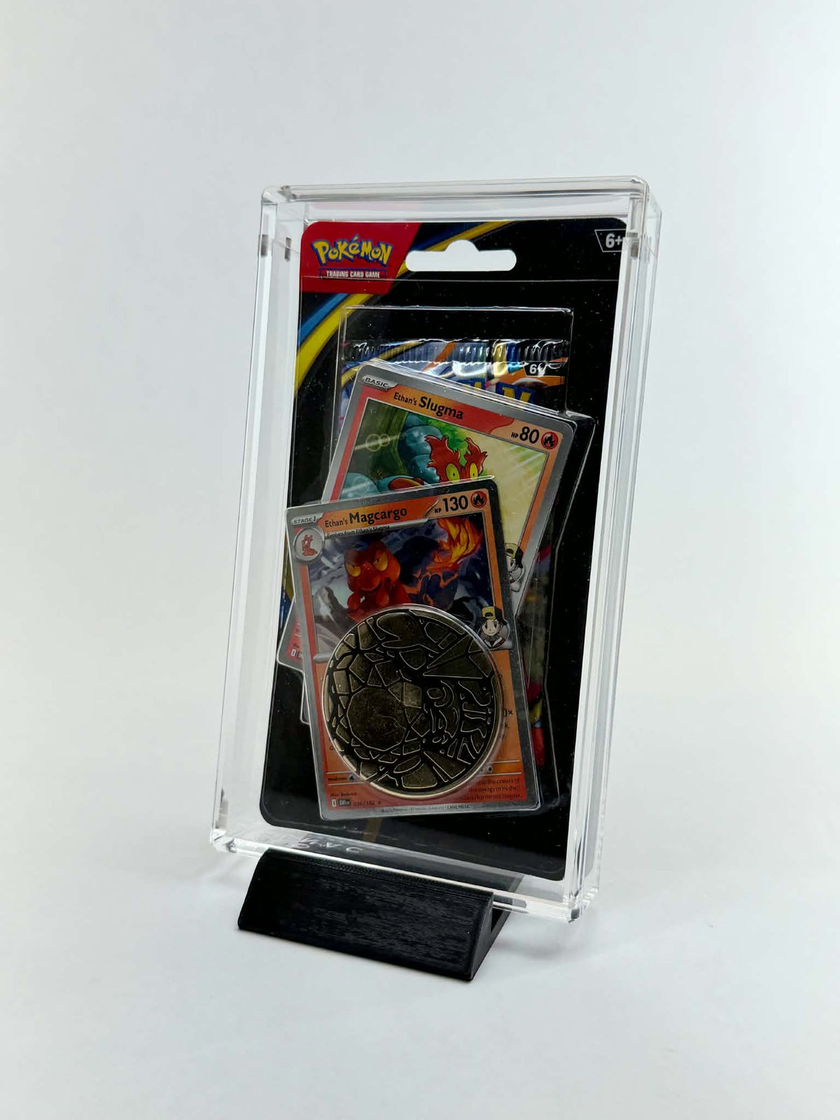 Acrylic Display Case FOR Pokémon Mega Evolution Blister | Thick Single & Double Pack | Phantasmal Flames Perfect Order | Stand Included