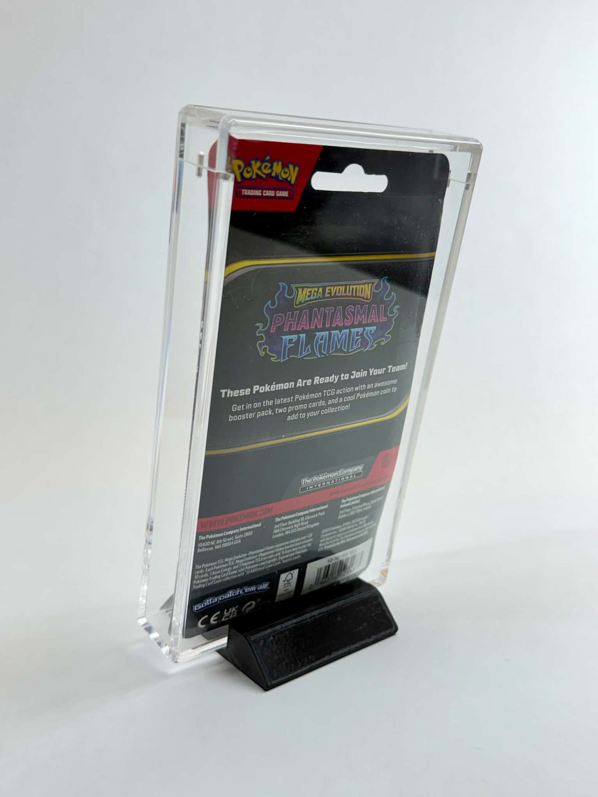 Acrylic Display Case FOR Pokémon Mega Evolution Blister | Thick Single & Double Pack | Phantasmal Flames Perfect Order | Stand Included