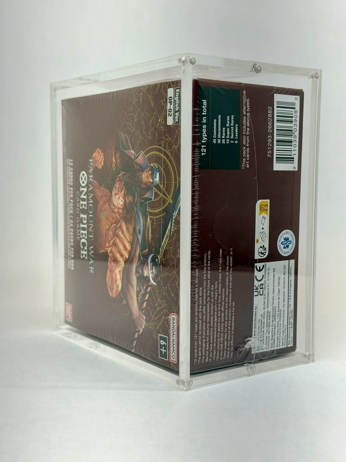 One Piece OP02 Paramount War Booster Box Acrylic Display Case UV Protection Magnetic Lid