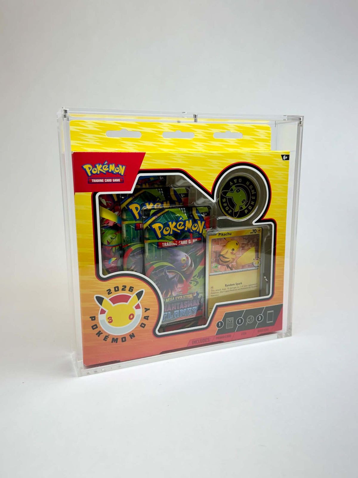 Acrylic Display Case FOR Pokémon Day 2026 Collection | 30th Anniversary Pikachu | 6-Magnet Lid | UV Protective Sealed Collector
