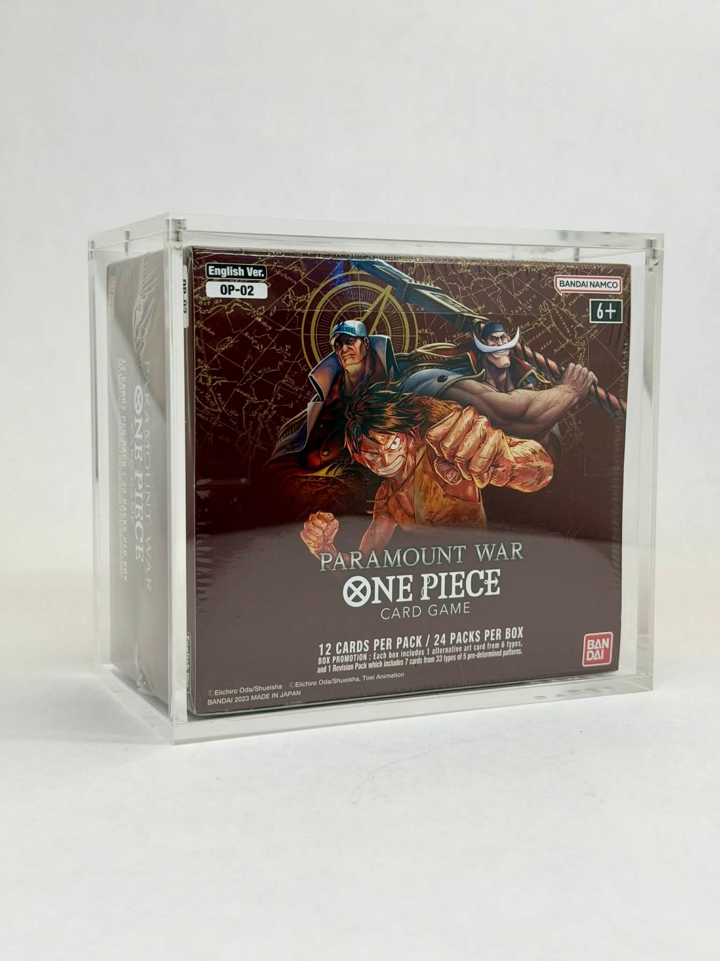 One Piece OP02 Paramount War Booster Box Acrylic Display Case UV Protection Magnetic Lid