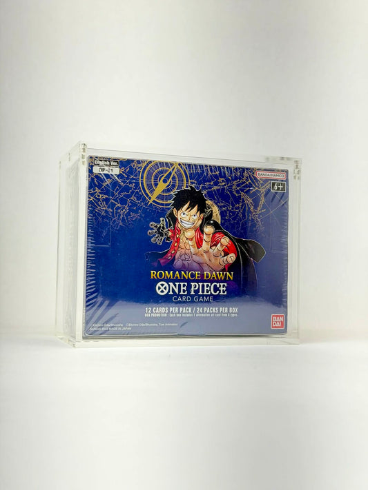 One Piece OP01 White Bottom Booster Box Acrylic Display Case UV Protection Magnetic Lid