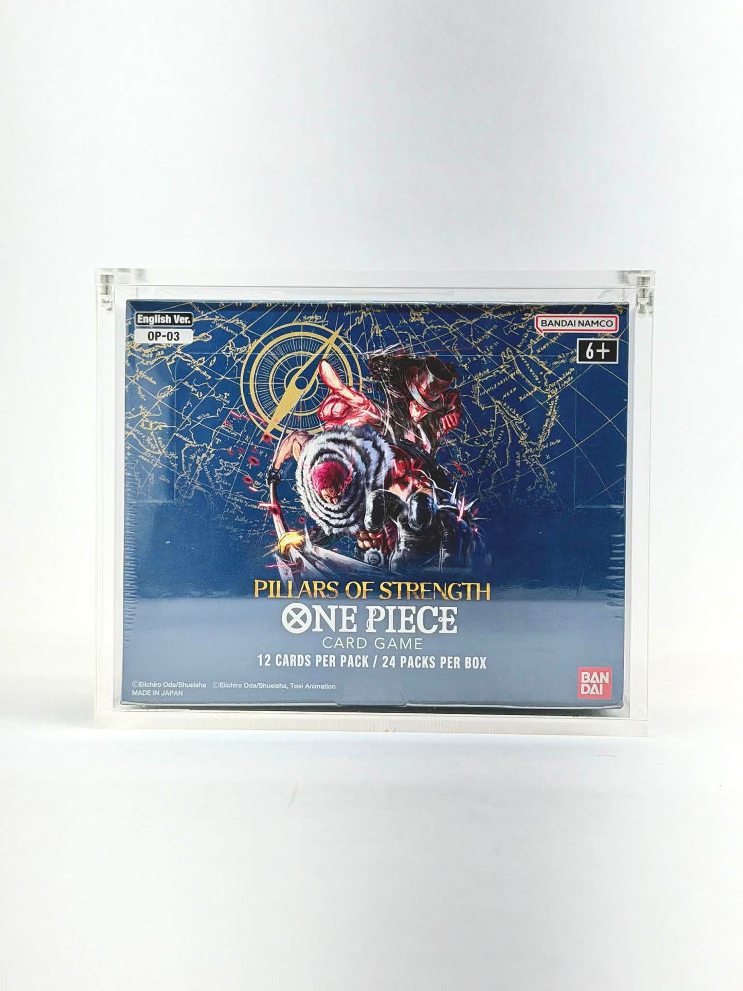 One Piece OP03 Booster Box Acrylic Display Case UV Protection Magnetic Lid