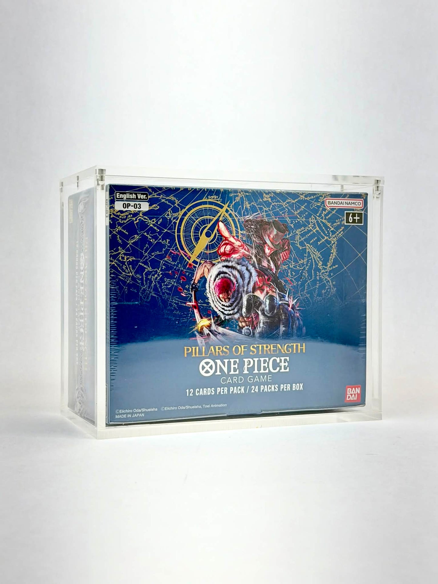 One Piece OP03 Booster Box Acrylic Display Case UV Protection Magnetic Lid