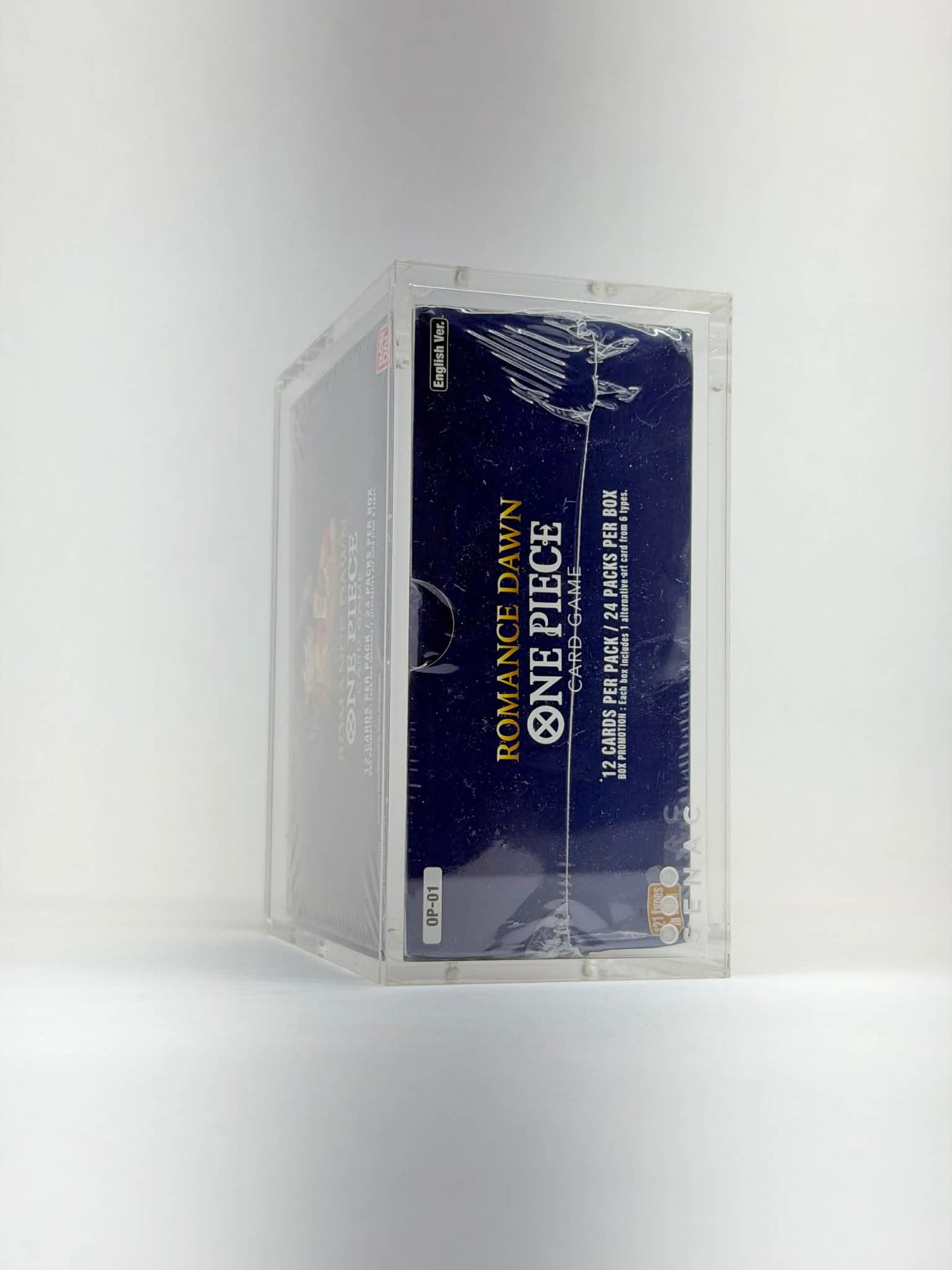 One Piece OP01 White Bottom Booster Box Acrylic Display Case UV Protection Magnetic Lid