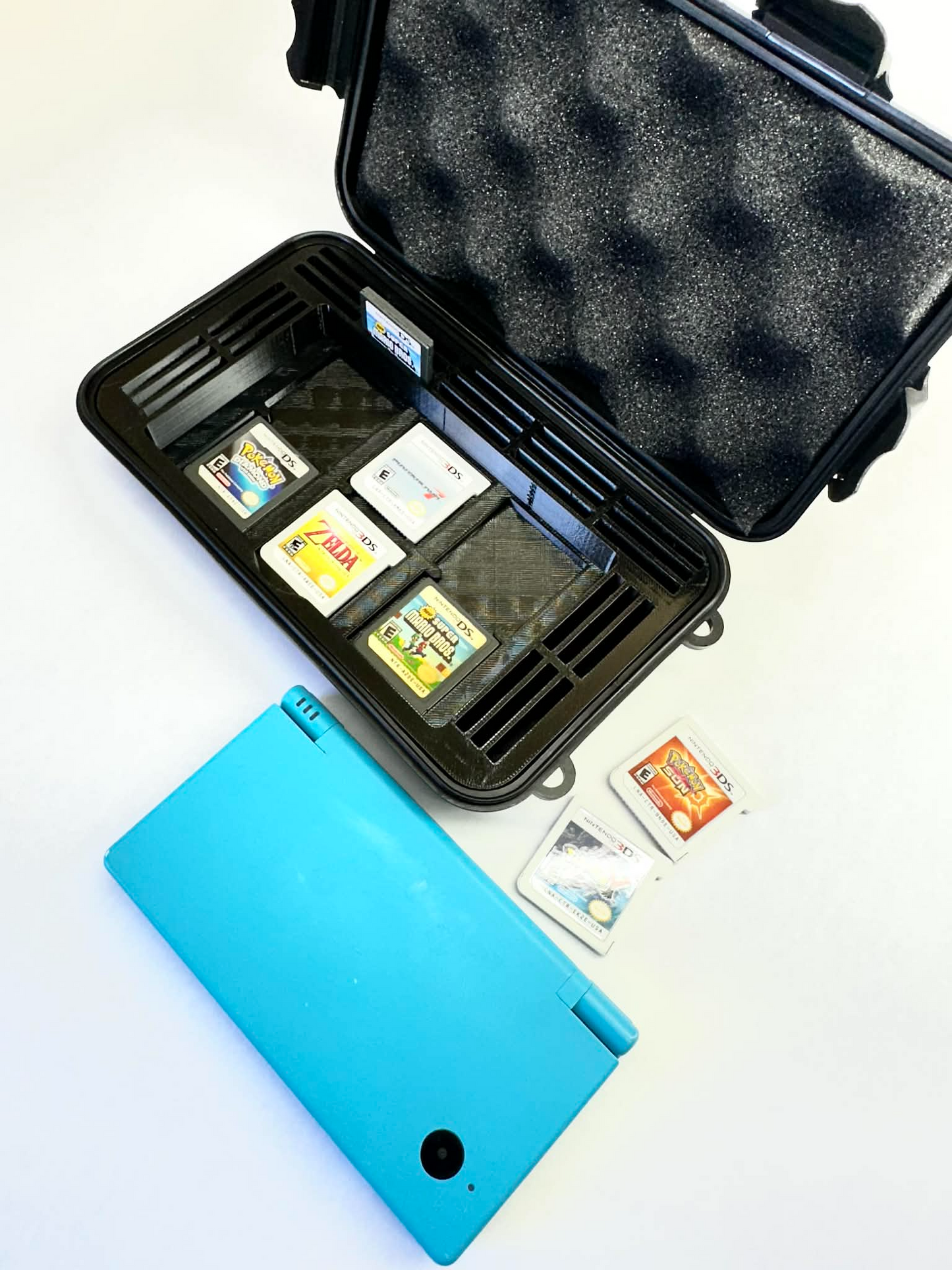 Nintendo DSi Carrying Case – 34 Game Capacity (33 Cartridges + 1 Console Slot) – Travel Storage for DSi Non-XL, Shock-Absorbing & Custom 3D Printed by SENAC LLC