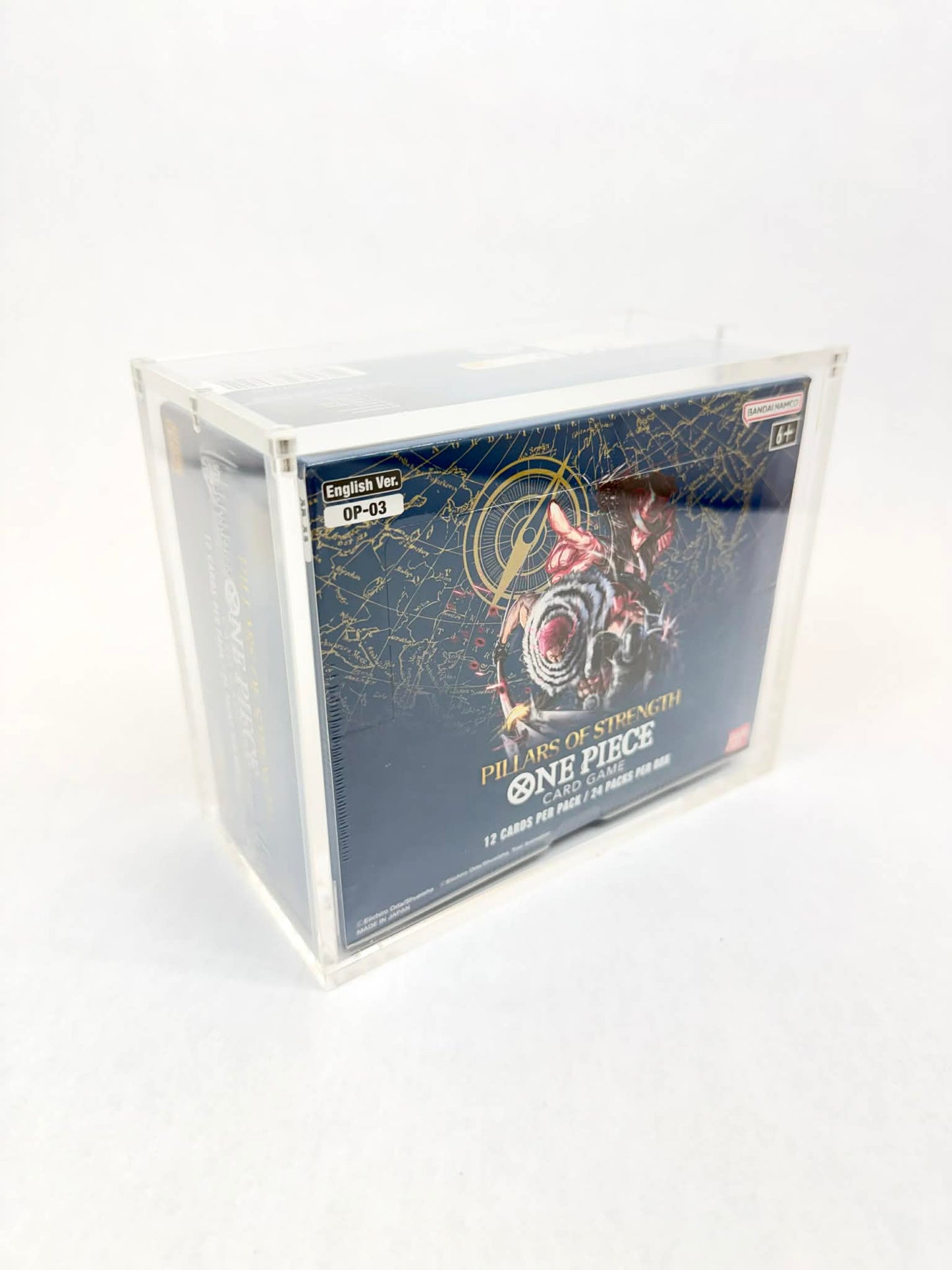 One Piece OP03 Booster Box Acrylic Display Case UV Protection Magnetic Lid