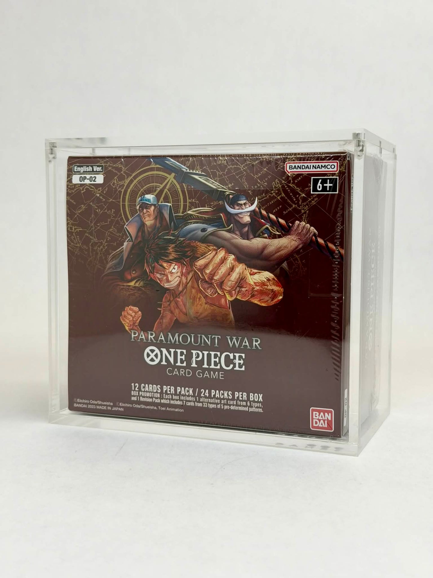 One Piece OP02 Paramount War Booster Box Acrylic Display Case UV Protection Magnetic Lid