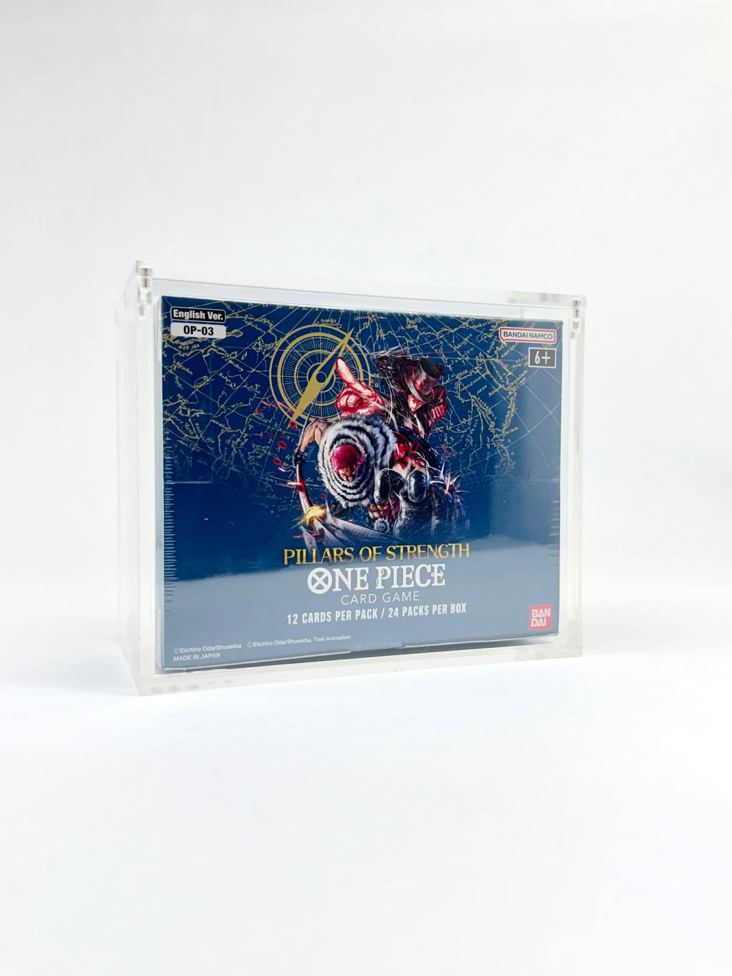 One Piece OP03 Booster Box Acrylic Display Case UV Protection Magnetic Lid