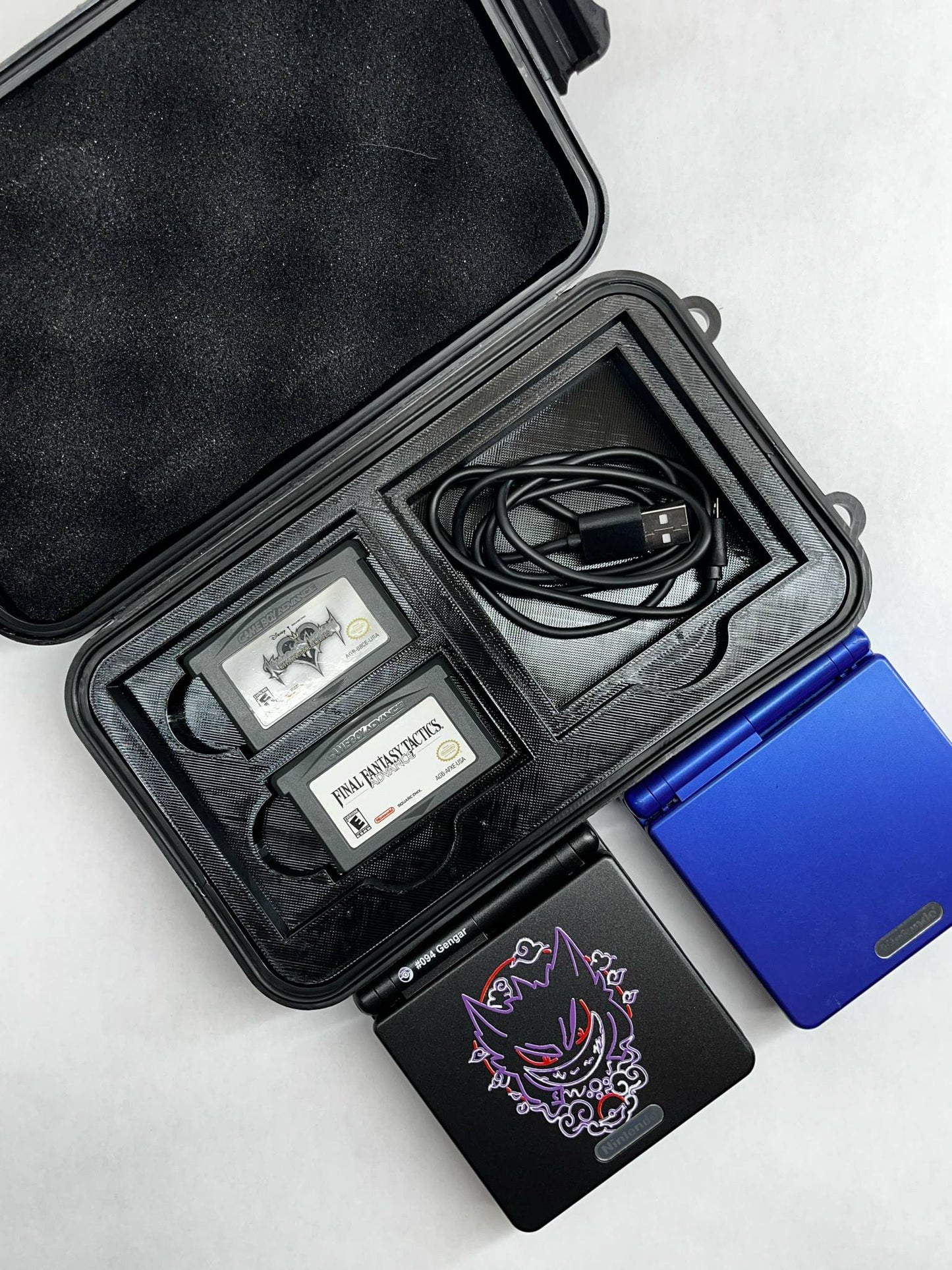 Dual Gameboy Advance SP Case | Holds 2 Consoles + 4 Games + Charger | SENAC LLC | Durable Travel Storage