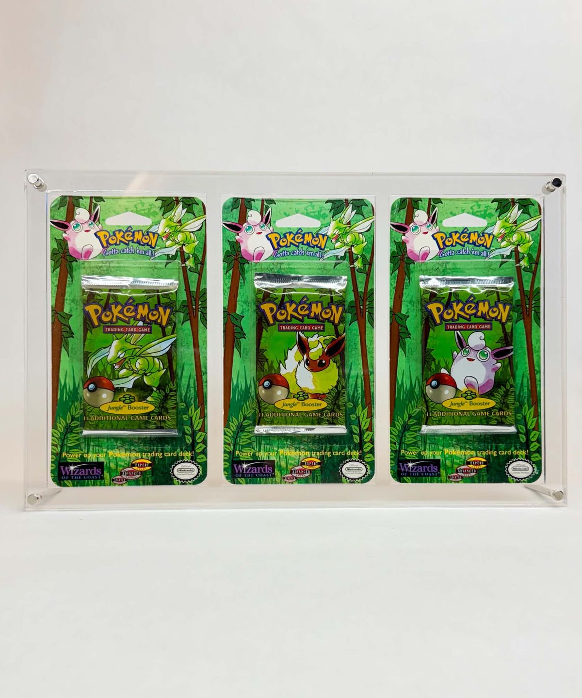 Pokémon WOTC Blister Art Set Acrylic Display Case | Fits 3x WOTC Era Blisters | Bolt-Secured | 1st Edition | 99% UV