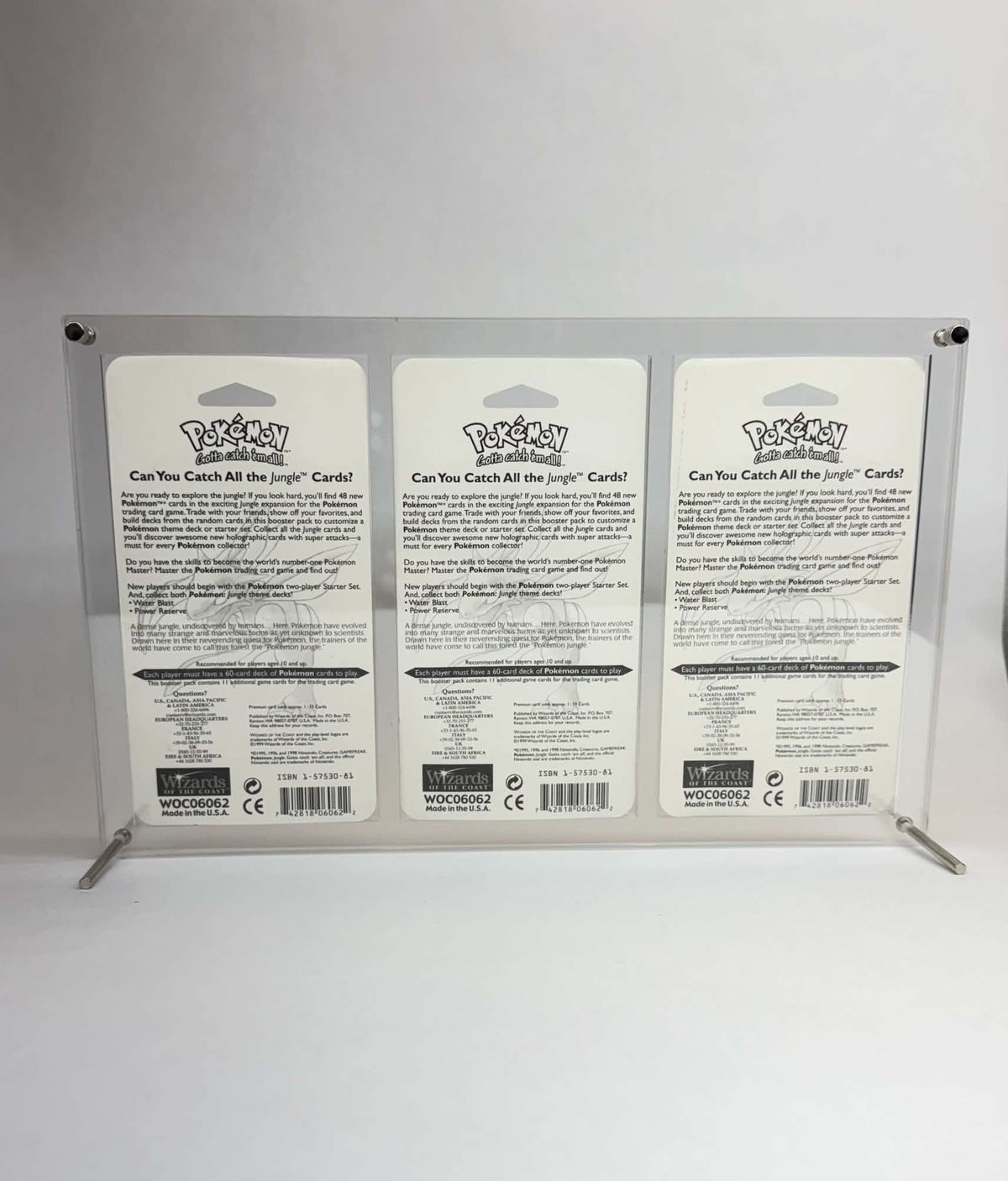 Pokémon WOTC Blister Art Set Acrylic Display Case | Fits 3x WOTC Era Blisters | Bolt-Secured | 1st Edition | 99% UV