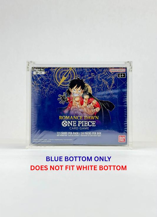 One Piece OP01 Blue Bottom Booster Box Acrylic Display Case UV Protection Magnetic Lid