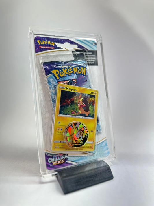 Pokémon TCG Blister Acrylic Case (1-Pack w/ Promo & Coin) | Premium Display + FREE Black Stand