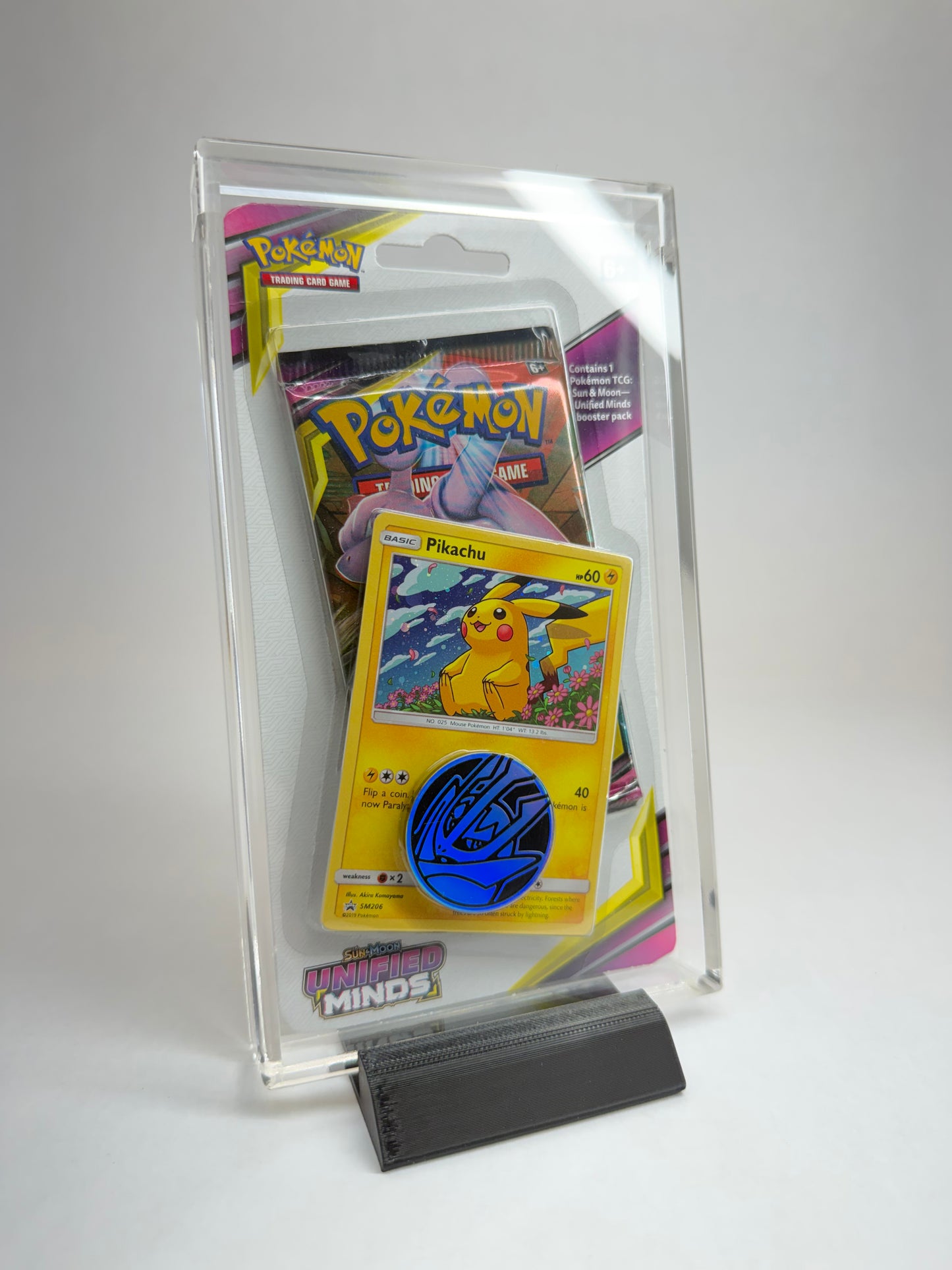 Pokémon TCG Blister Acrylic Case (1-Pack w/ Promo & Coin) | Premium Display + FREE Black Stand