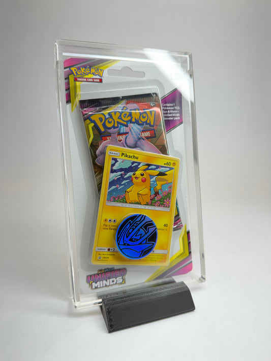 Pokémon TCG Blister Acrylic Case (1-Pack w/ Promo & Coin) | Premium Display + FREE Black Stand