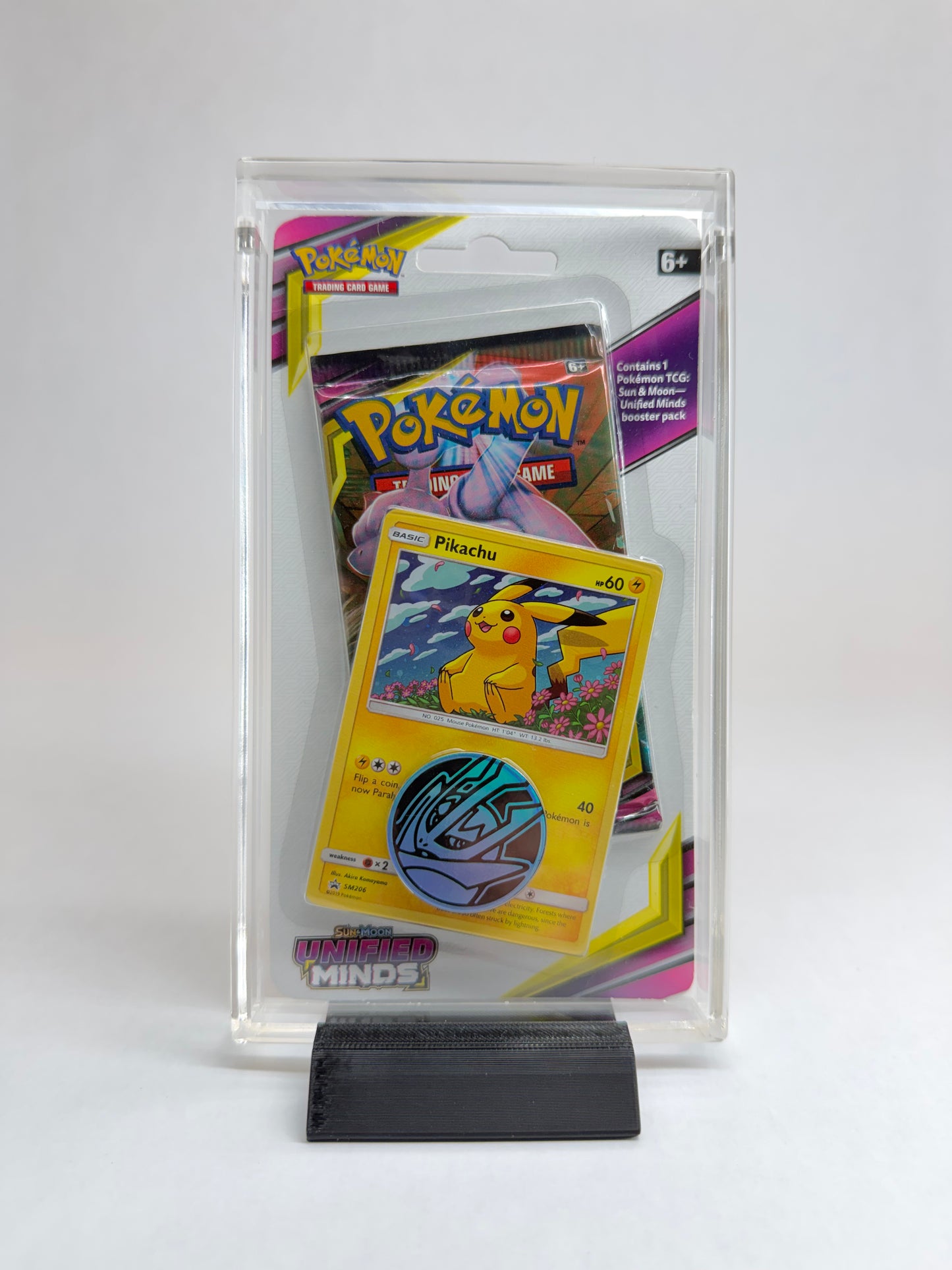 Pokémon TCG Blister Acrylic Case (1-Pack w/ Promo & Coin) | Premium Display + FREE Black Stand