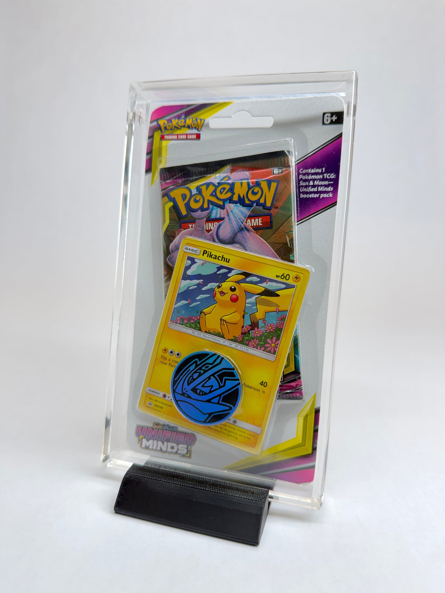 Pokémon TCG Blister Acrylic Case (1-Pack w/ Promo & Coin) | Premium Display + FREE Black Stand