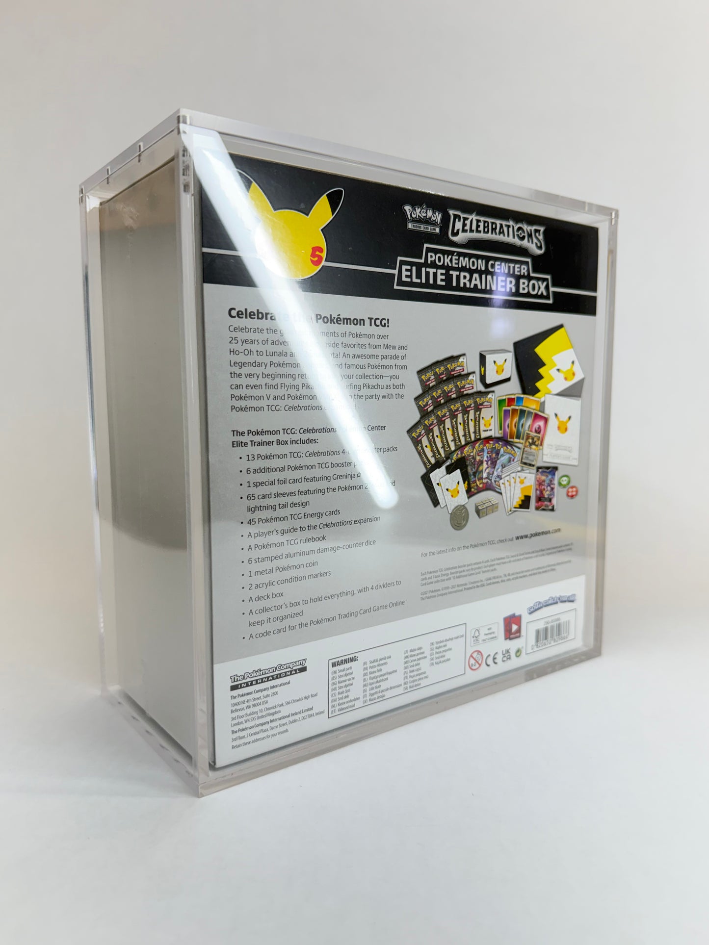 Pokémon Celebrations 25th Anniversary PC Elite Trainer Box Acrylic Display Case | Premium Sealed Collector Protector