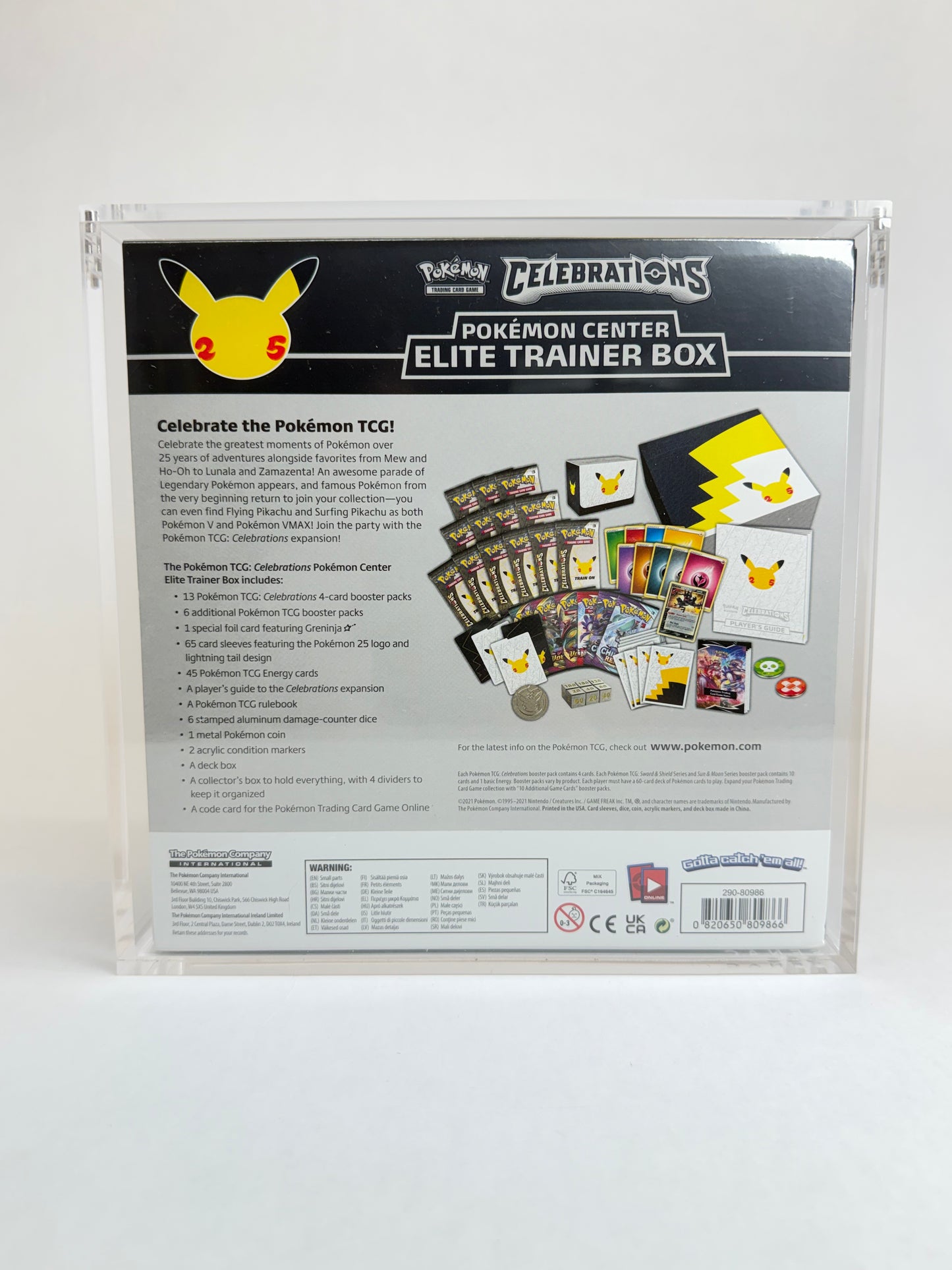 Pokémon Celebrations 25th Anniversary PC Elite Trainer Box Acrylic Display Case | Premium Sealed Collector Protector