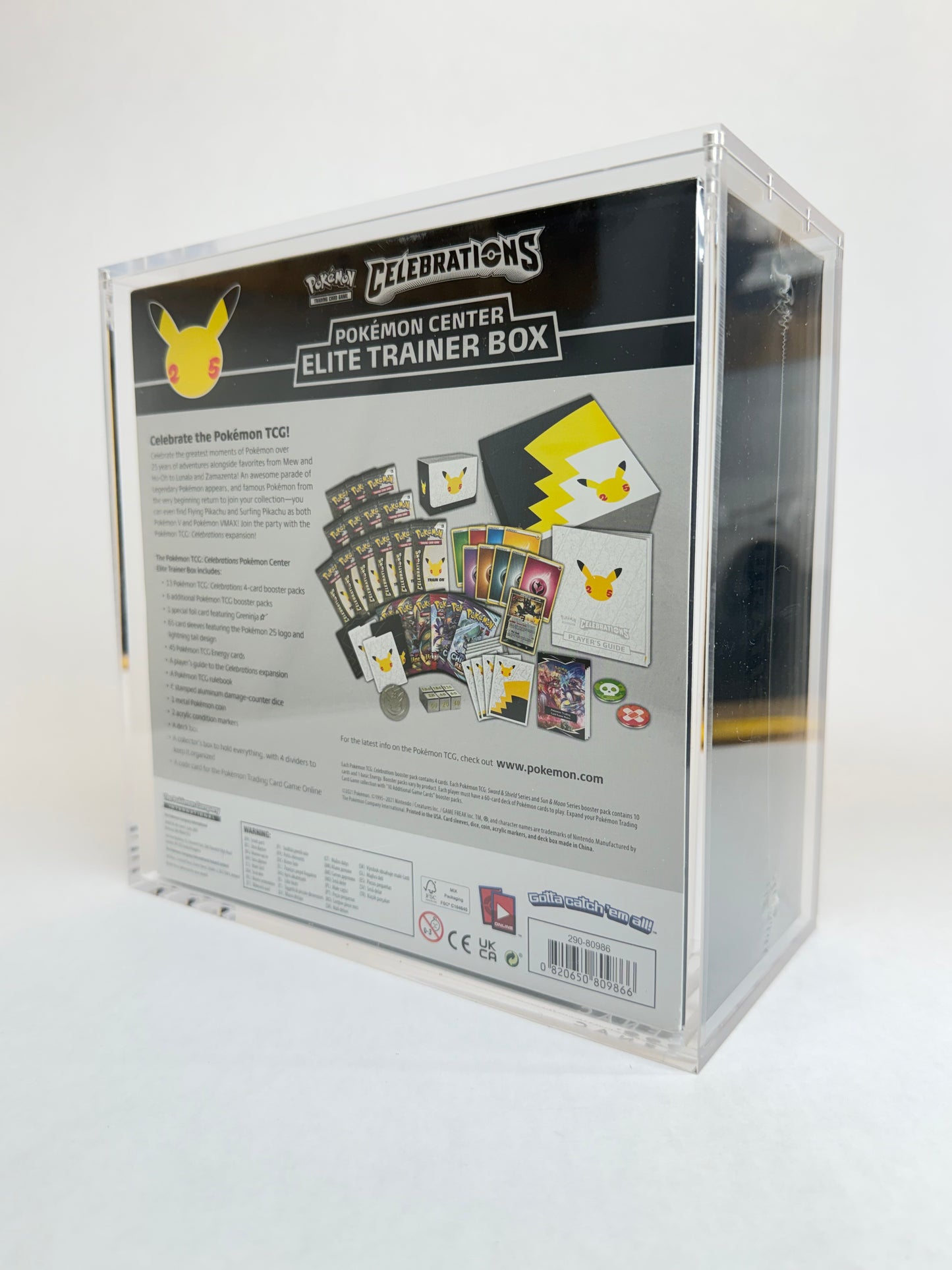 Pokémon Celebrations 25th Anniversary PC Elite Trainer Box Acrylic Display Case | Premium Sealed Collector Protector