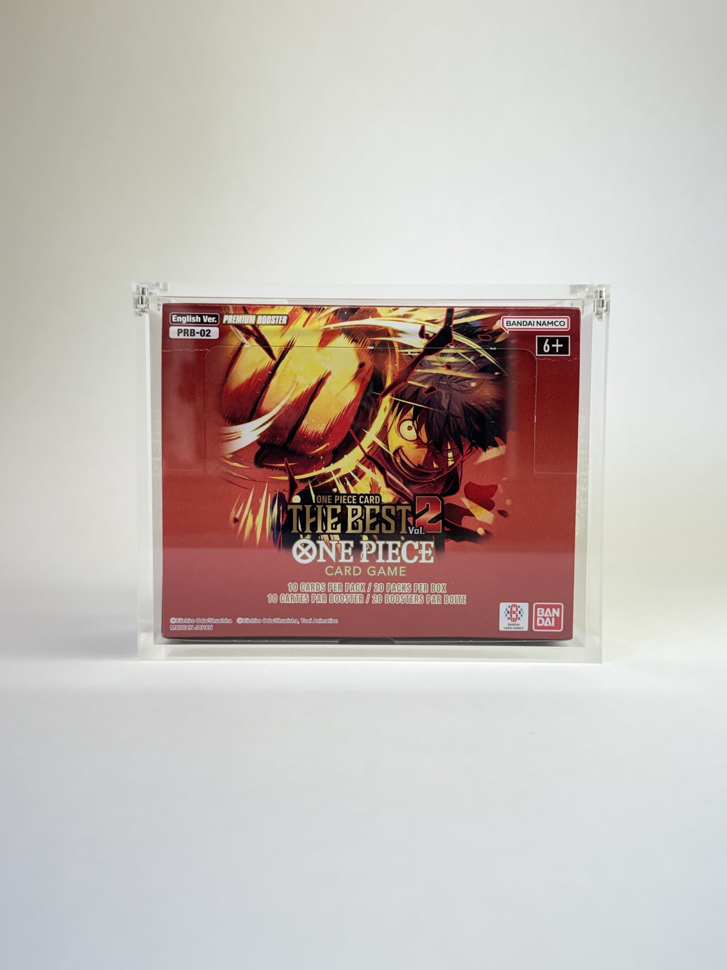 One Piece Card Game Premium Booster Box Acrylic Display Case | Fits All PRB Series Booster Boxes | 8-Magnet Lid | Premium Collector Protector