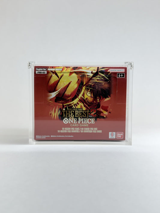 One Piece Card Game Premium Booster Box Acrylic Display Case | Fits All PRB Series Booster Boxes | 8-Magnet Lid | Premium Collector Protector