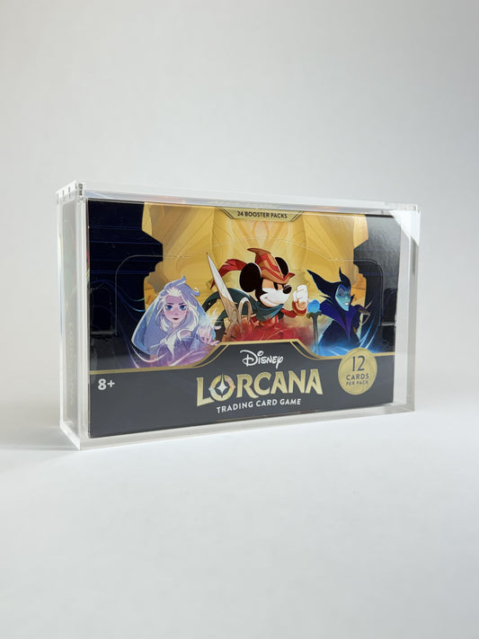 Disney Lorcana Booster Box Acrylic Display Case | Fits All Lorcana Booster Boxes | 8-Magnet Lid | Premium Collector Protector