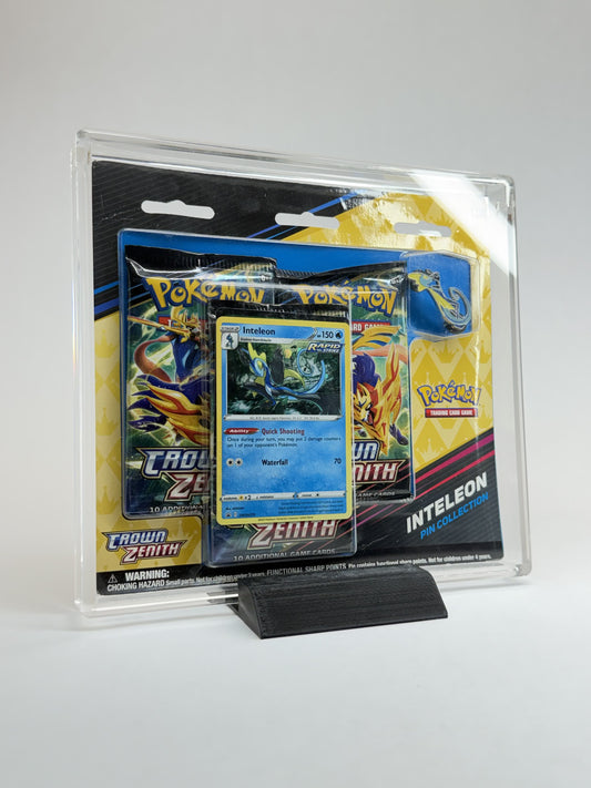 Pokémon 3-Pack Pin Blister Acrylic Display Case | Fits Standard Pin Blister Packs | Includes Display Stand
