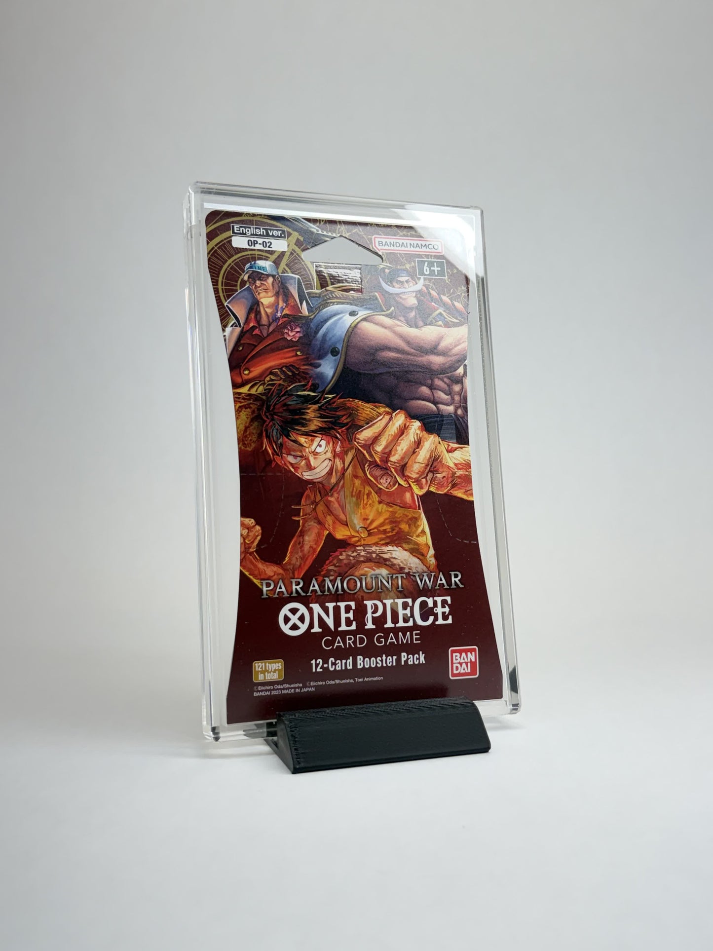 One Piece TCG Sleeved Booster Pack Acrylic Display Case | Fits All Standard One Piece Sleeved Packs | Display Stand Included