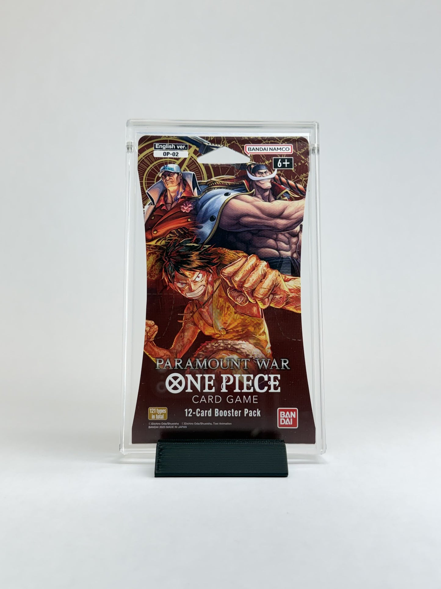 One Piece TCG Sleeved Booster Pack Acrylic Display Case | Fits All Standard One Piece Sleeved Packs | Display Stand Included