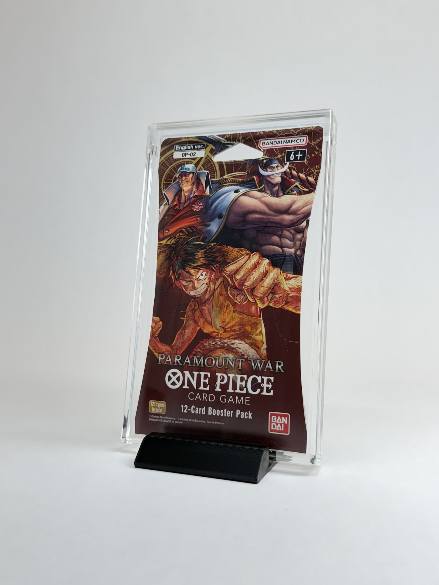 One Piece TCG Sleeved Booster Pack Acrylic Display Case | Fits All Standard One Piece Sleeved Packs | Display Stand Included