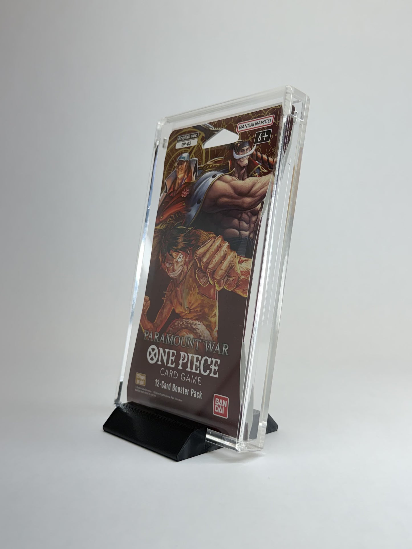 One Piece TCG Sleeved Booster Pack Acrylic Display Case | Fits All Standard One Piece Sleeved Packs | Display Stand Included