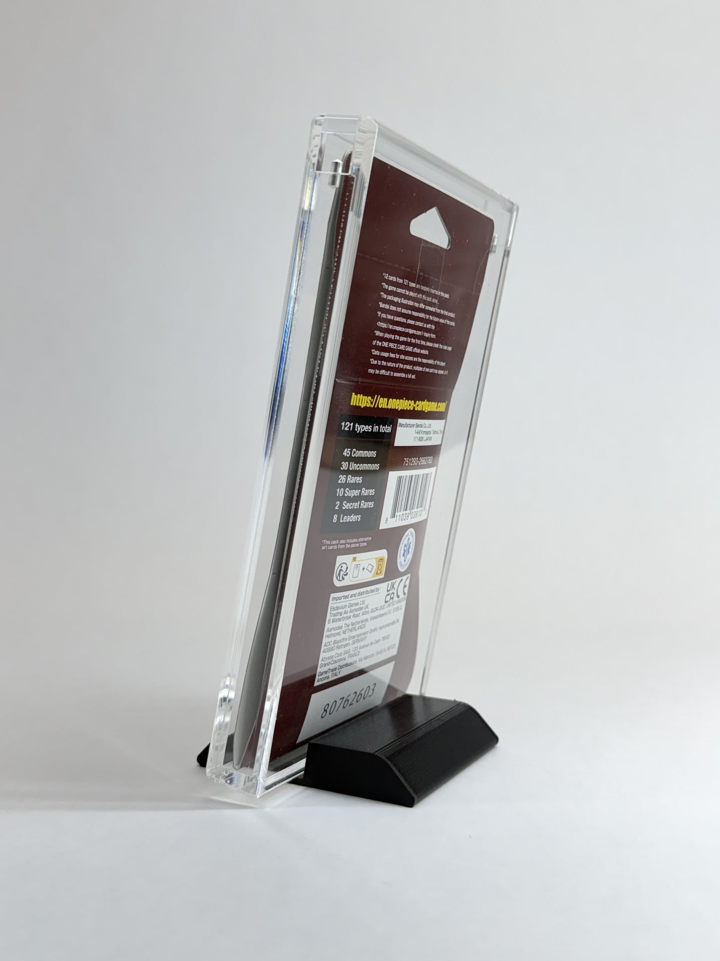 One Piece TCG Sleeved Booster Pack Acrylic Display Case | Fits All Standard One Piece Sleeved Packs | Display Stand Included