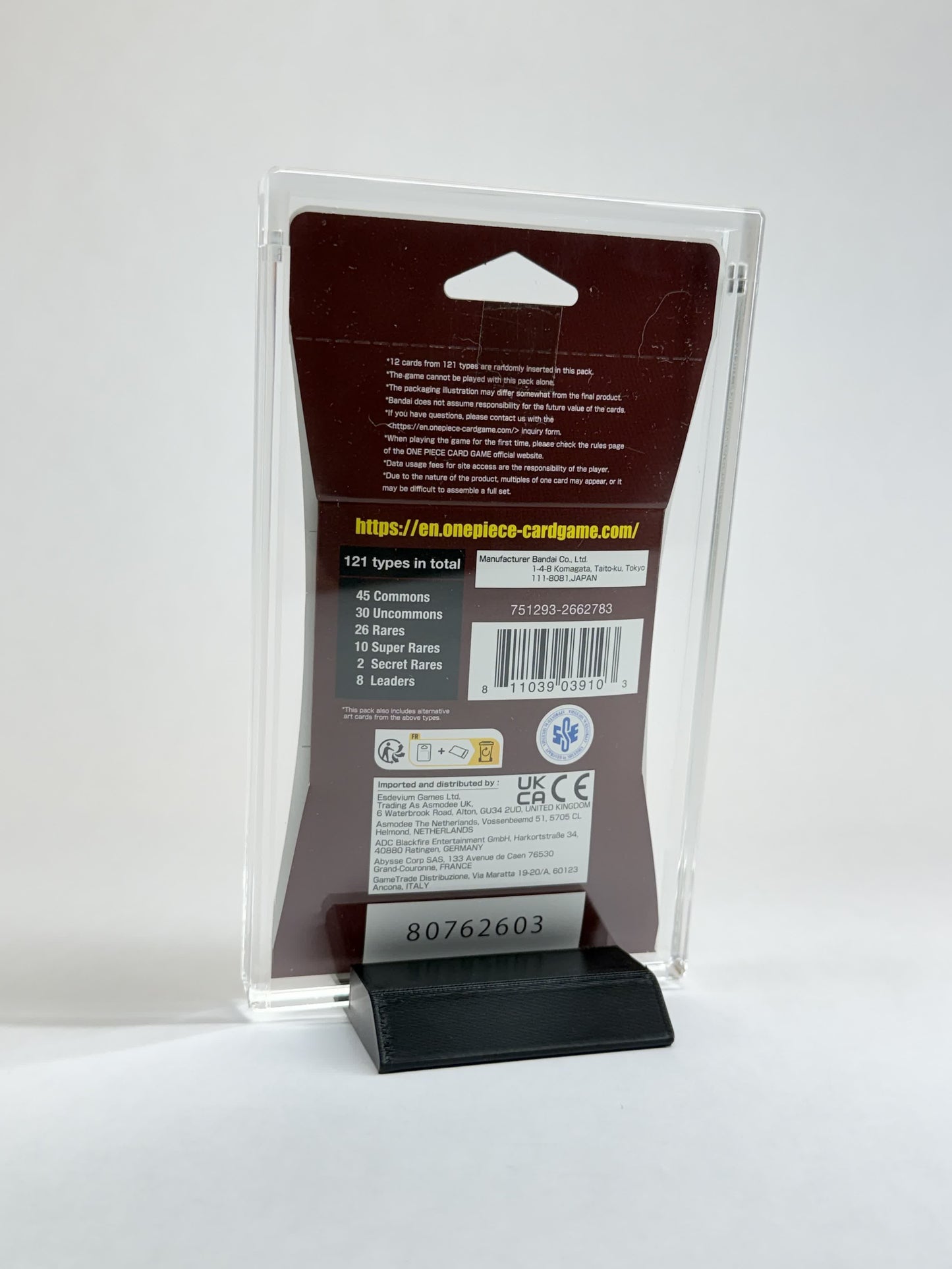 One Piece TCG Sleeved Booster Pack Acrylic Display Case | Fits All Standard One Piece Sleeved Packs | Display Stand Included